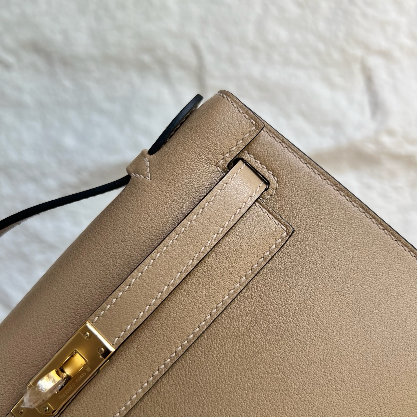 MiniKelly Pochette 22cm Swift Color: S2 Trench Gray Trench Handmade wax thread sewing Gold buckle customized✈️ - Image 2