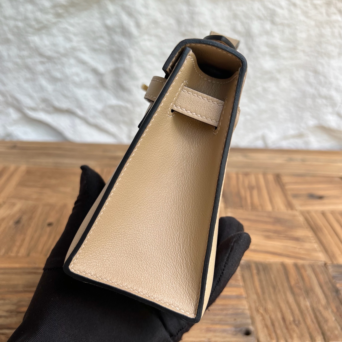 MiniKelly Pochette 22cm Swift Color: S2 Trench Gray Trench Handmade wax thread sewing Gold buckle customized✈️ - Image 3