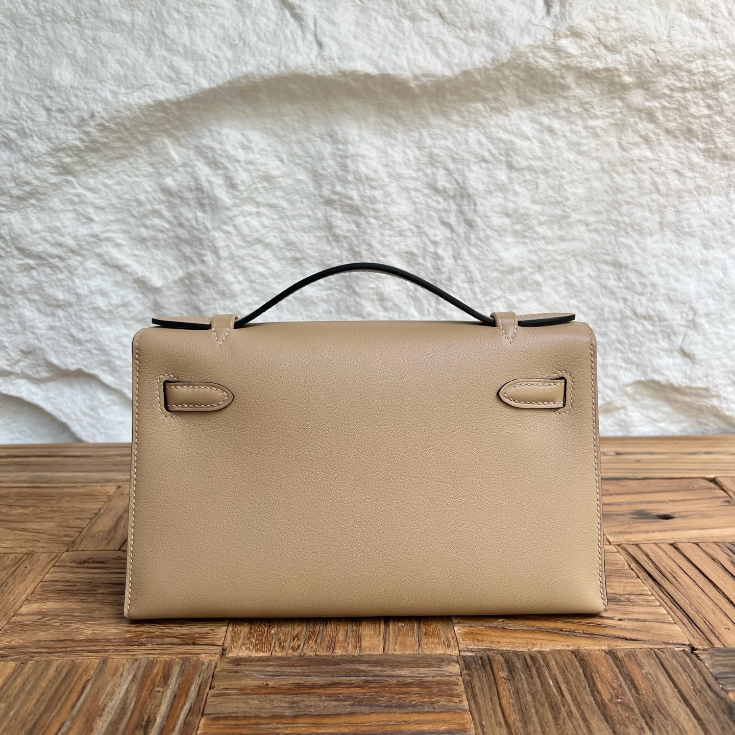 MiniKelly Pochette 22cm Swift Color: S2 Trench Gray Trench Handmade wax thread sewing Gold buckle customized✈️ - Image 4