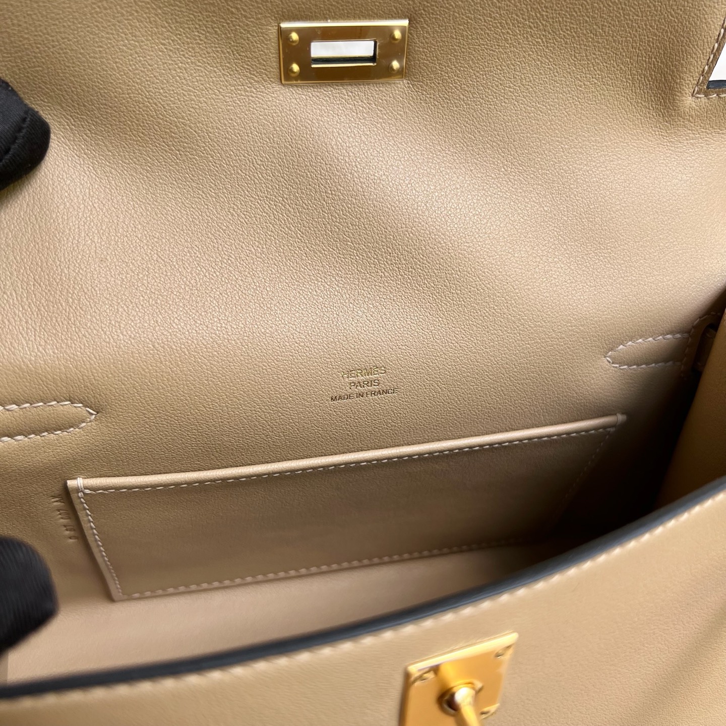 MiniKelly Pochette 22cm Swift Color: S2 Trench Gray Trench Handmade wax thread sewing Gold buckle customized✈️ - Image 7