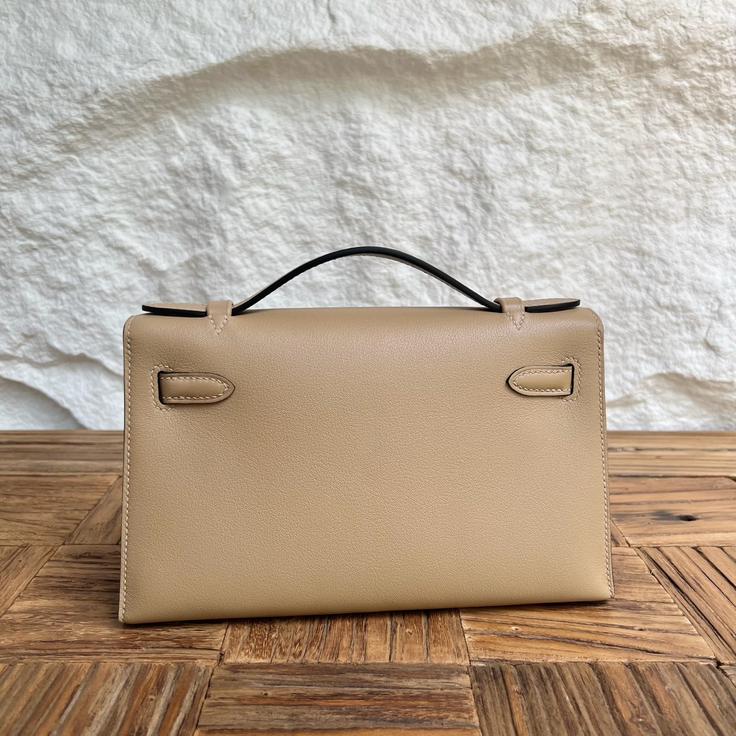 MiniKelly Pochette 22cm Swift Color: S2 Trench Gray Trench Handmade wax thread sewing Gold buckle customized✈️ - Image 11