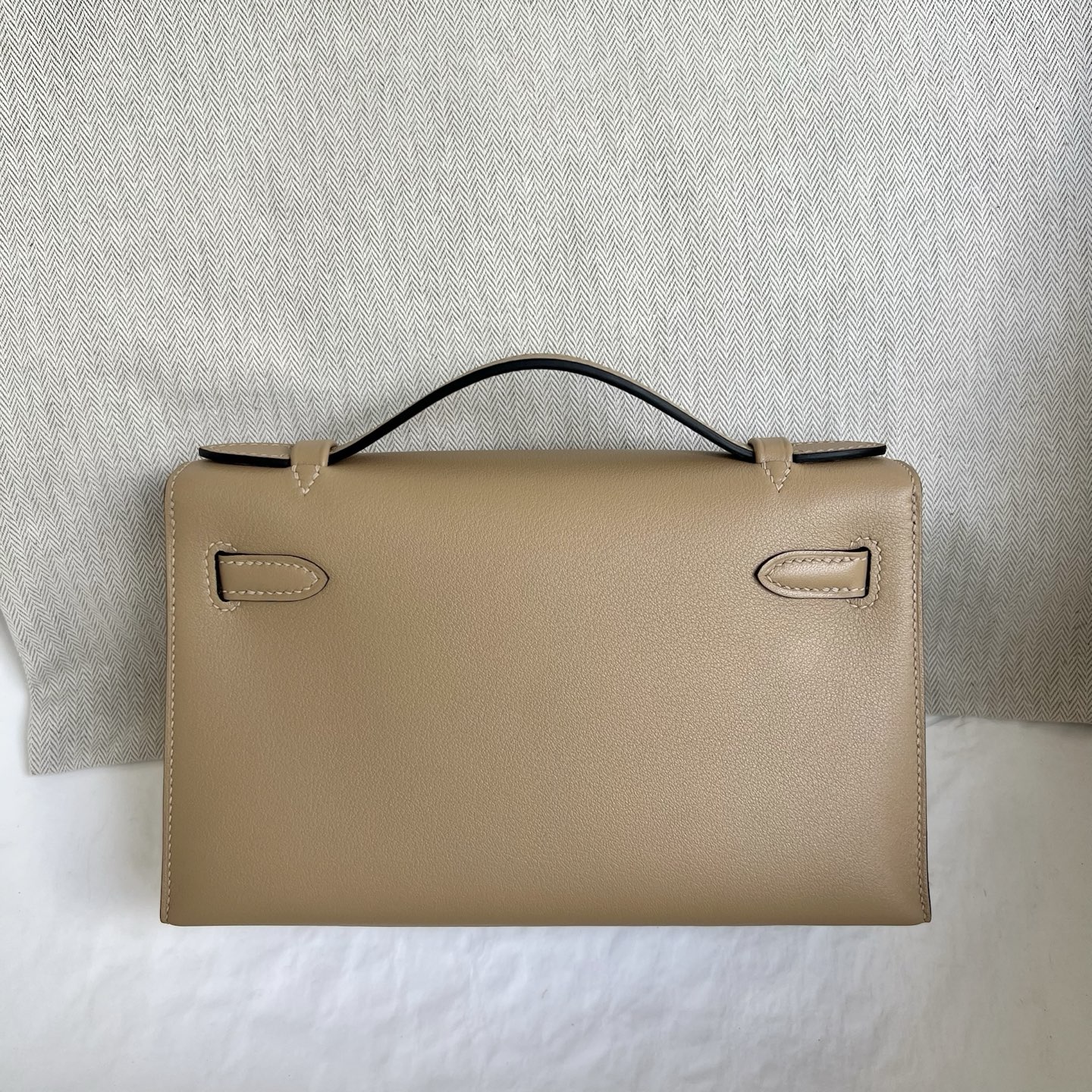 MiniKelly Pochette 22cm Swift Color: S2 Trench Gray Trench Handmade wax thread sewing Gold buckle customized✈️ - Image 13