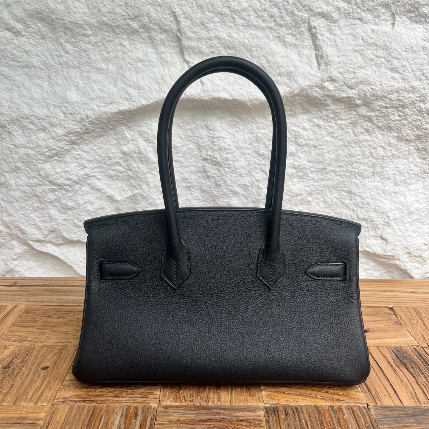 In stock Birkin Shoulder 29 Evercolor Color: Ck89 black Noir Fully handmade wax thread sewing Gold buckle Stock - Image 4