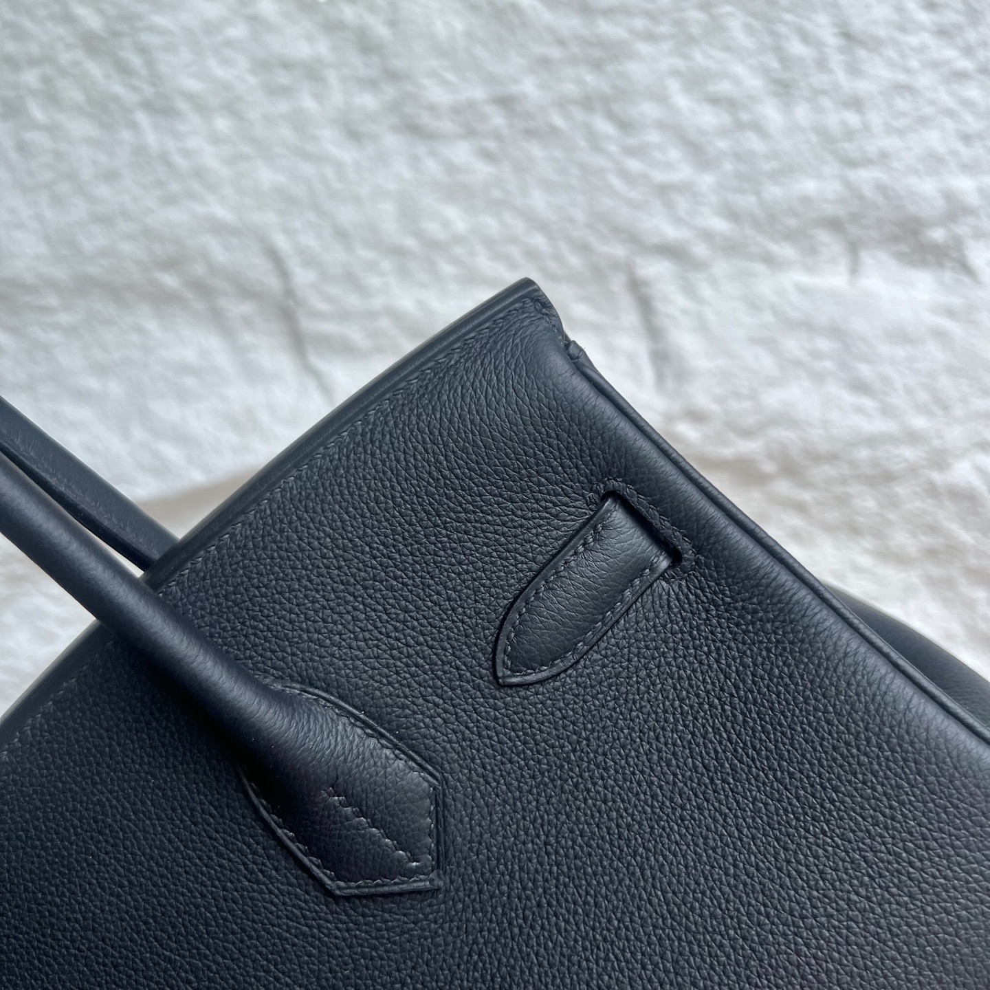 In stock Birkin Shoulder 29 Evercolor Color: Ck89 black Noir Fully handmade wax thread sewing Gold buckle Stock - Image 5
