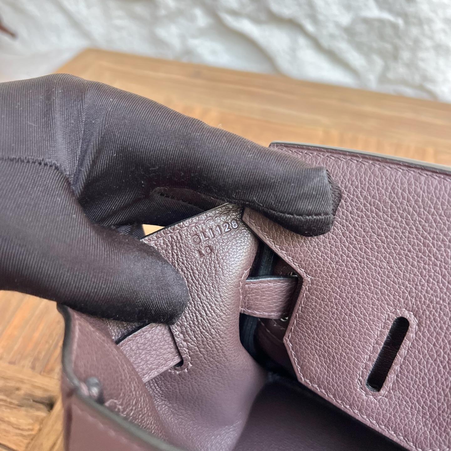 In stock Birkin Shoulder 29 Evercolor Color: Ck44 Moka Fonce Fully handmade wax thread sewing Silver buckle Stock - Image 7