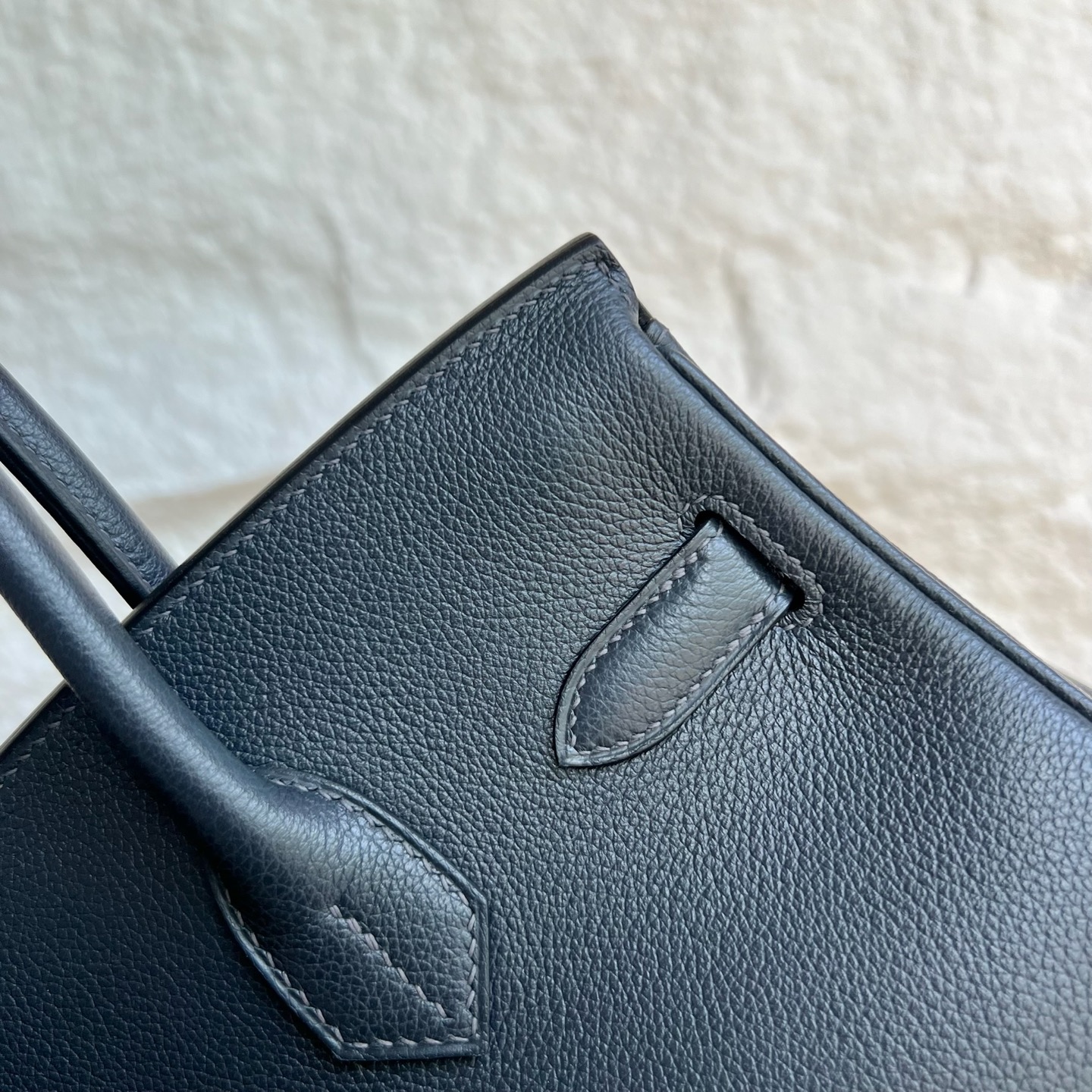 In stock Birkin Shoulder 29 Evercolor Color: 3Y sailor blue Fully handmade wax thread sewing Gold buckle Stock - Image 5