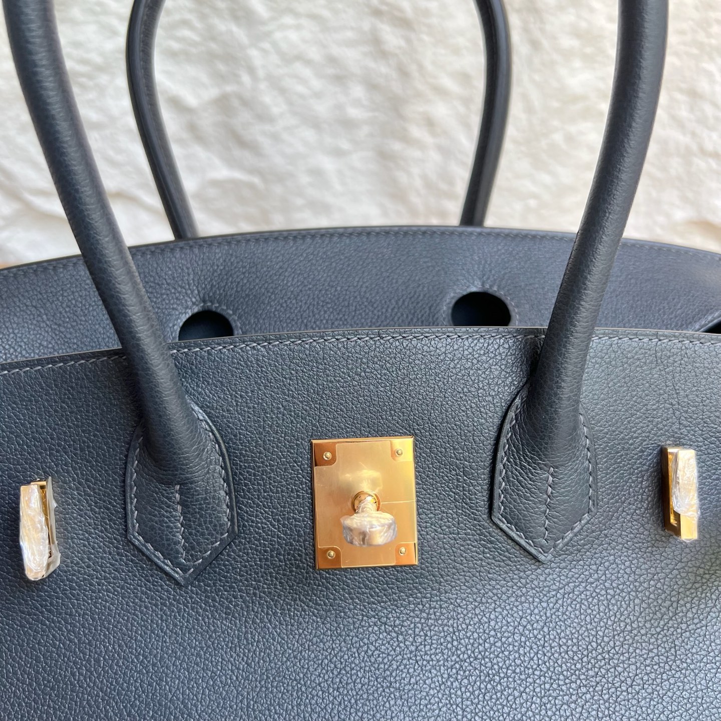 In stock Birkin Shoulder 29 Evercolor Color: 3Y sailor blue Fully handmade wax thread sewing Gold buckle Stock - Image 8