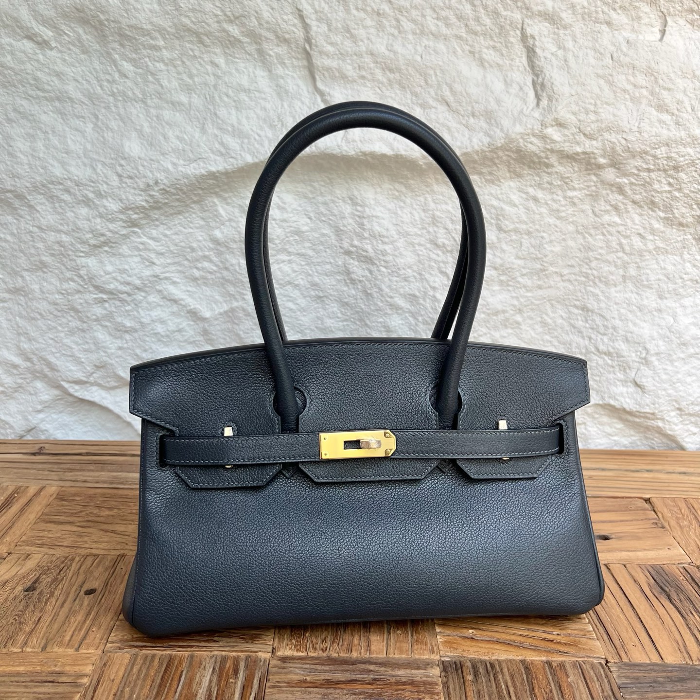 In stock Birkin Shoulder 29 Evercolor Color: 3Y sailor blue Fully handmade wax thread sewing Gold buckle Stock - Image 10