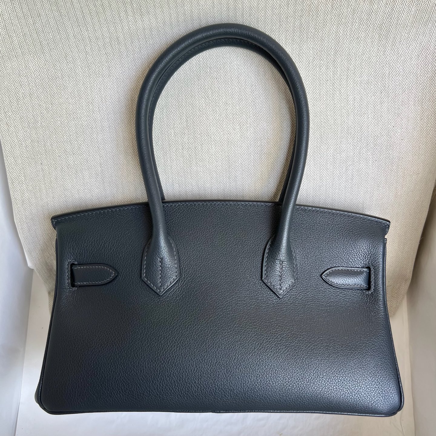 In stock Birkin Shoulder 29 Evercolor Color: 3Y sailor blue Fully handmade wax thread sewing Gold buckle Stock - Image 13