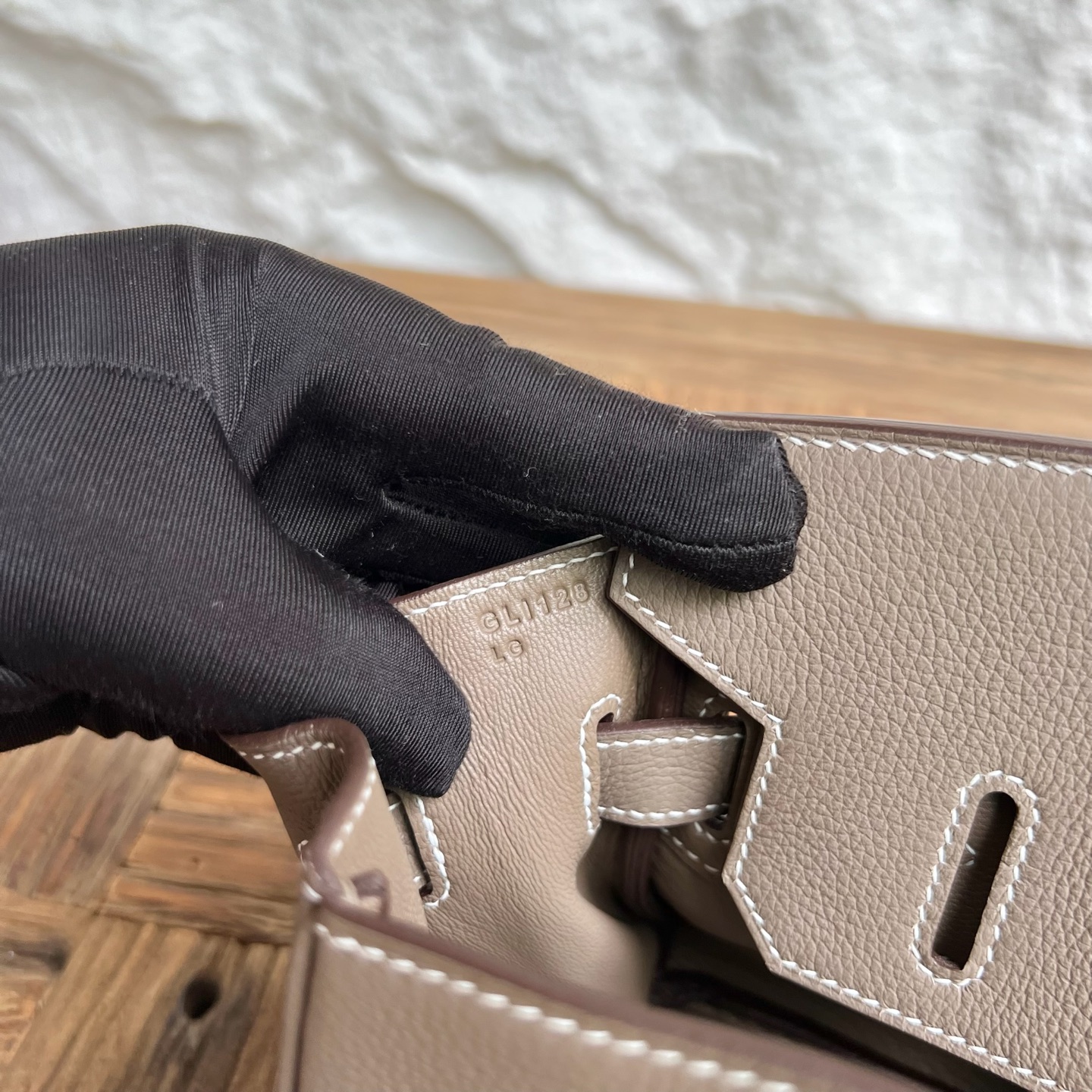 In stock Birkin Shoulder 29 Evercolor Color: 18 Elephant Gray Etoupe Fully handmade wax thread sewing Gold buckle Stock - Image 7