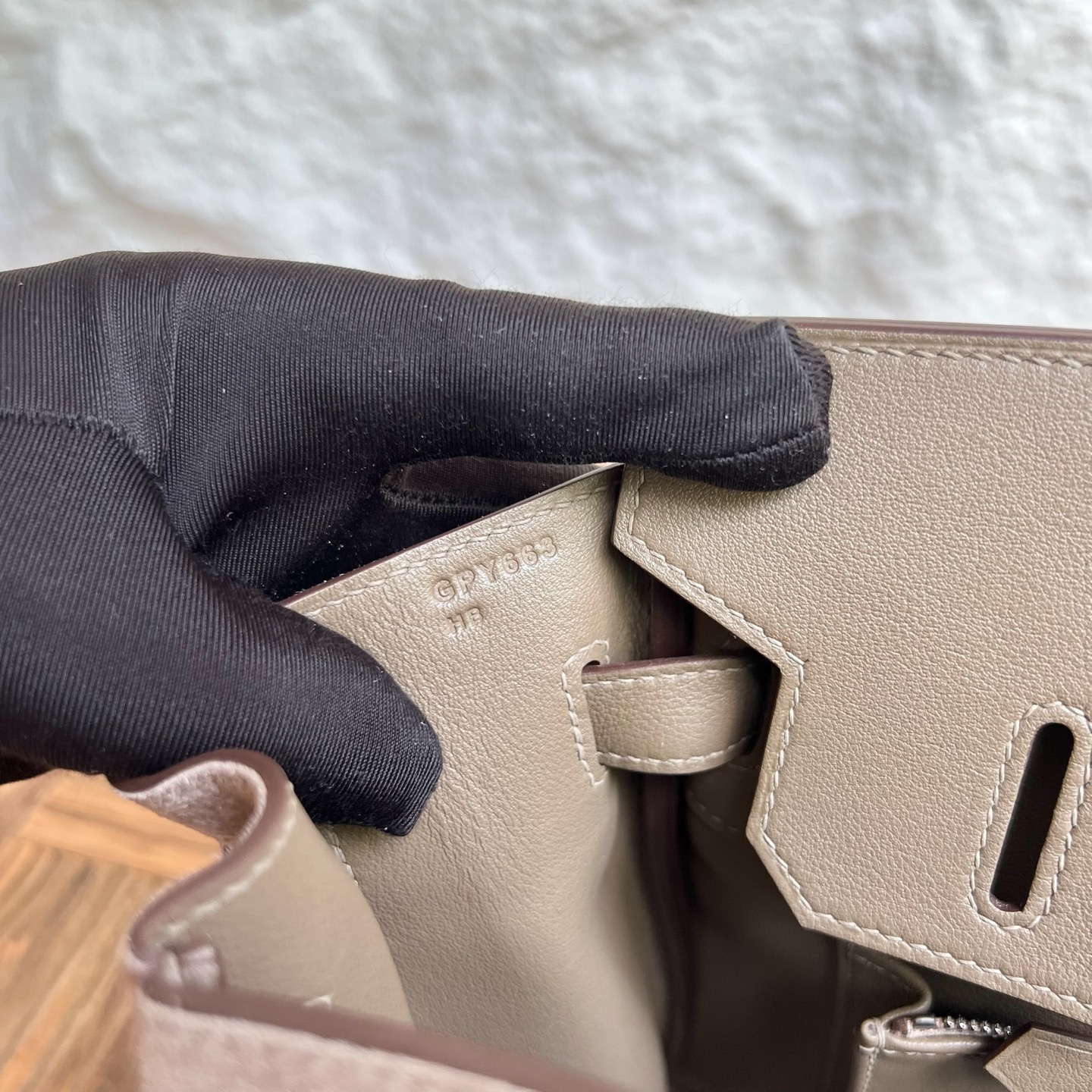 Birkin 30cm Grizzly Swift/Suede Color: Ck18 elephant gray Etoupe Handmade wax thread sewing Silver buckle customized✈️ - Image 7