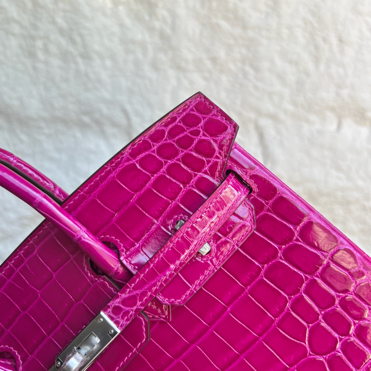 Birkin 25cm Shiny Nilo Crocodile Color: L3 rose purple Handmade wax thread sewing Phw customized✈️ - Image 2