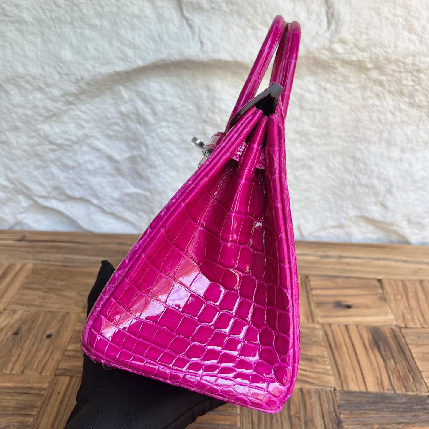 Birkin 25cm Shiny Nilo Crocodile Color: L3 rose purple Handmade wax thread sewing Phw customized✈️ - Image 3
