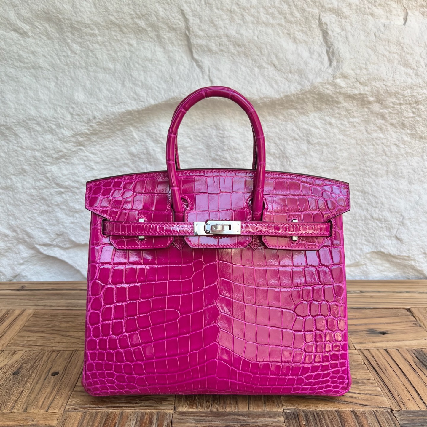Birkin 25cm Shiny Nilo Crocodile Color: L3 rose purple Handmade wax thread sewing Phw customized✈️