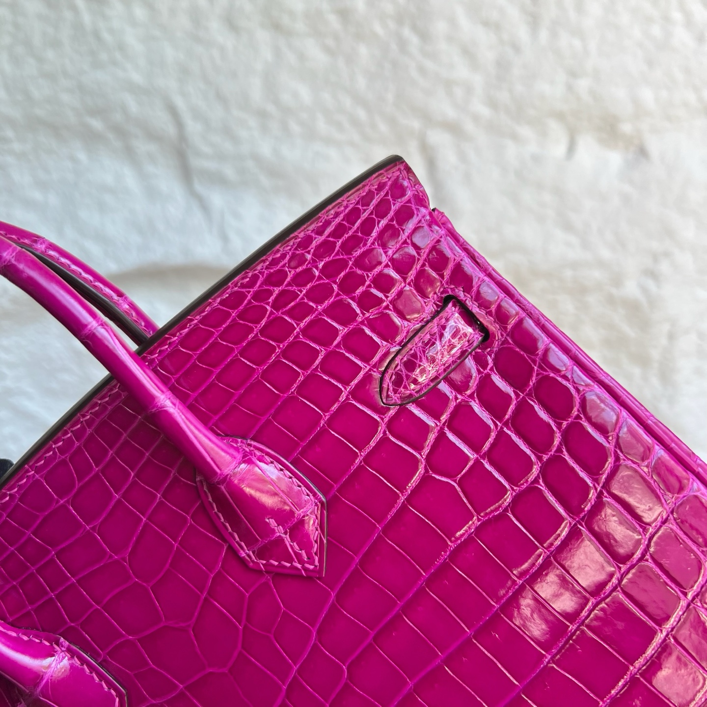Birkin 25cm Shiny Nilo Crocodile Color: L3 rose purple Handmade wax thread sewing Phw customized✈️ - Image 5