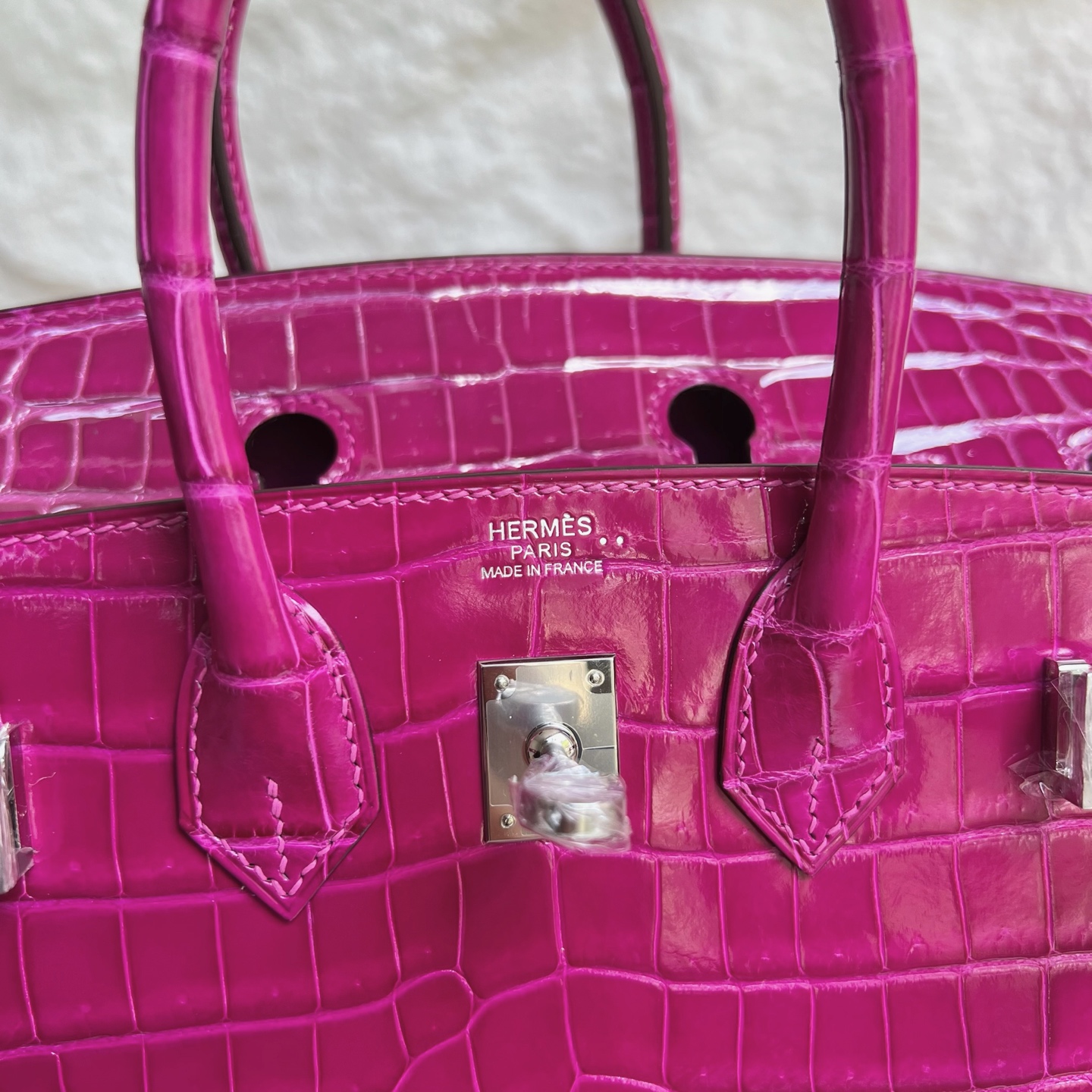 Birkin 25cm Shiny Nilo Crocodile Color: L3 rose purple Handmade wax thread sewing Phw customized✈️ - Image 7