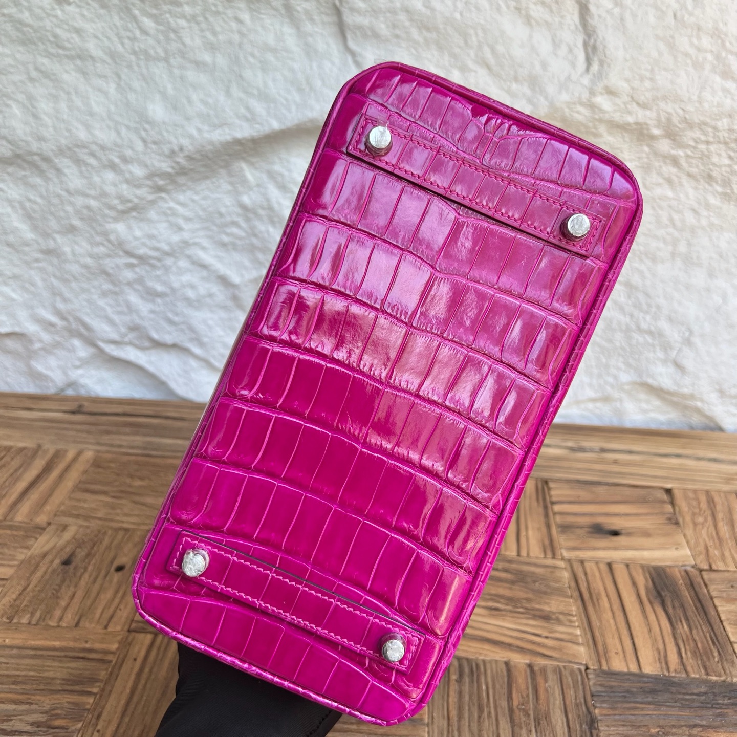 Birkin 25cm Shiny Nilo Crocodile Color: L3 rose purple Handmade wax thread sewing Phw customized✈️ - Image 9