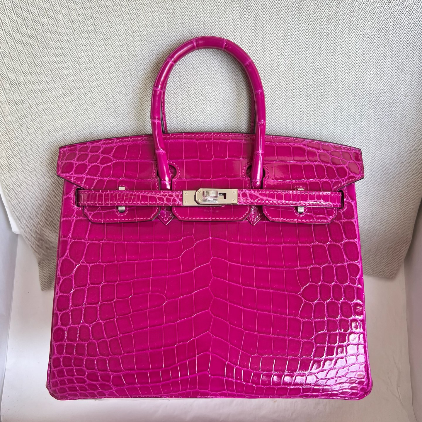 Birkin 25cm Shiny Nilo Crocodile Color: L3 rose purple Handmade wax thread sewing Phw customized✈️ - Image 12