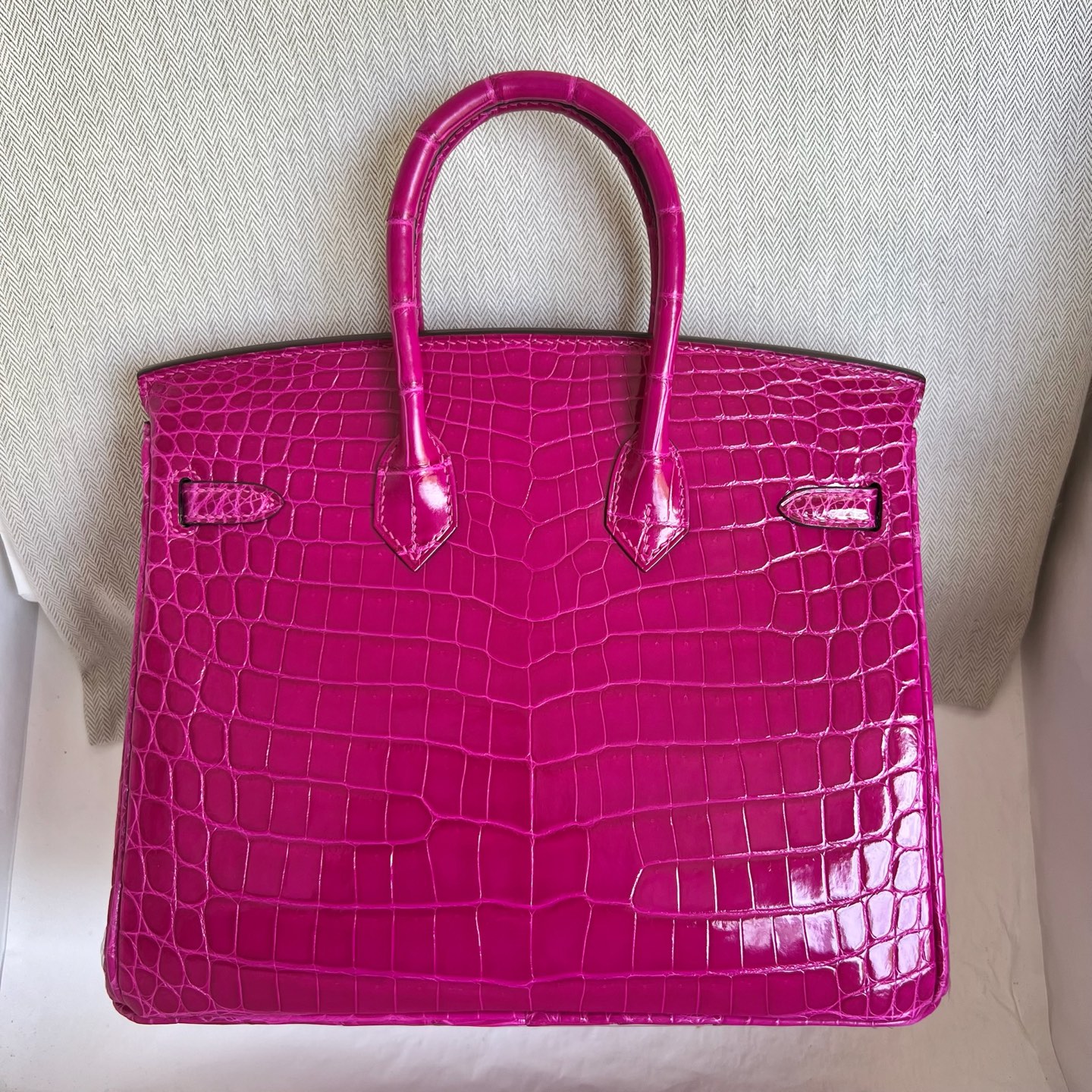 Birkin 25cm Shiny Nilo Crocodile Color: L3 rose purple Handmade wax thread sewing Phw customized✈️ - Image 13