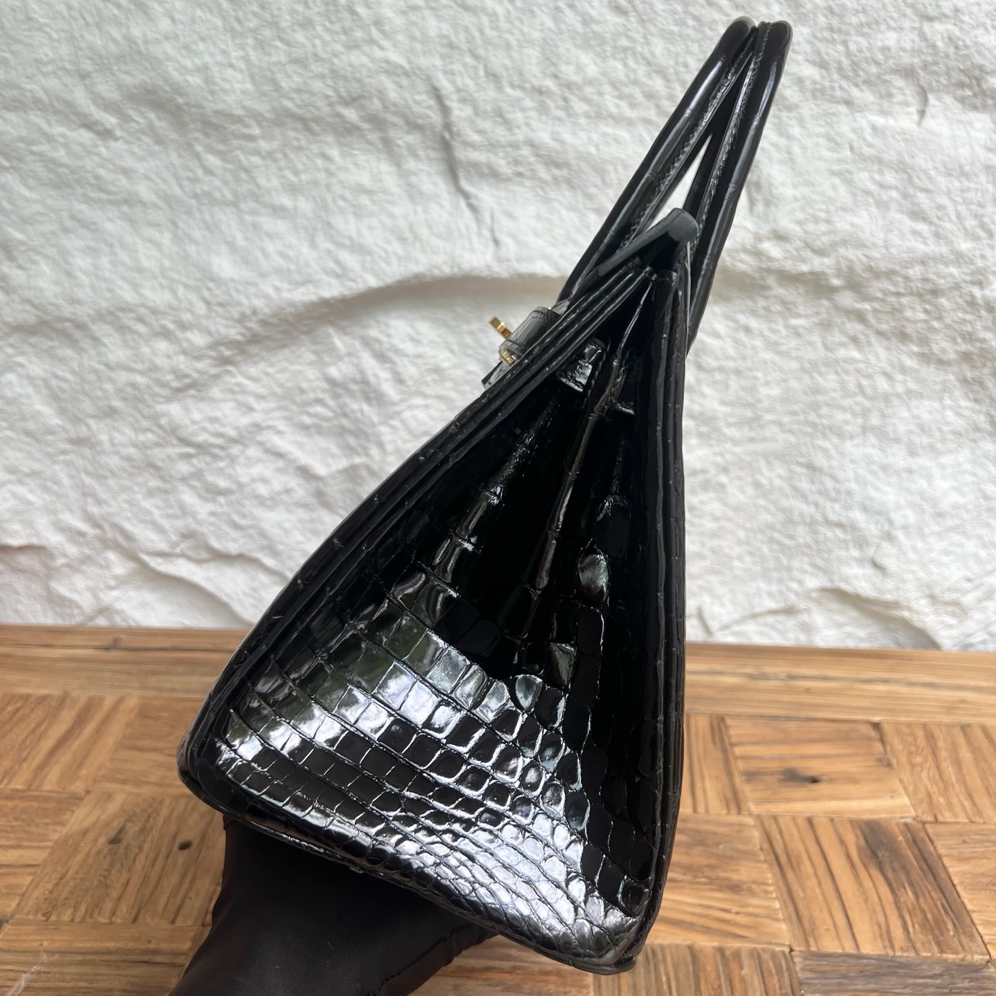 Birkin 30cm Shiny Nilo Crocodile Color: 89 black Noir Handmade wax thread sewing Ghw customized✈️ - Image 3