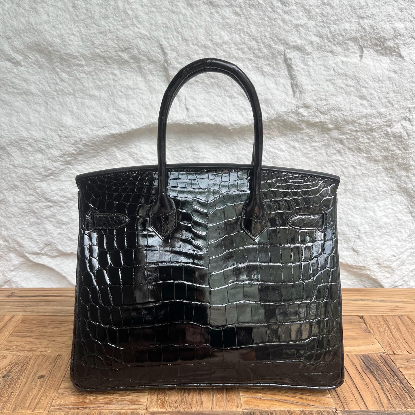 Birkin 30cm Shiny Nilo Crocodile Color: 89 black Noir Handmade wax thread sewing Ghw customized✈️ - Image 4