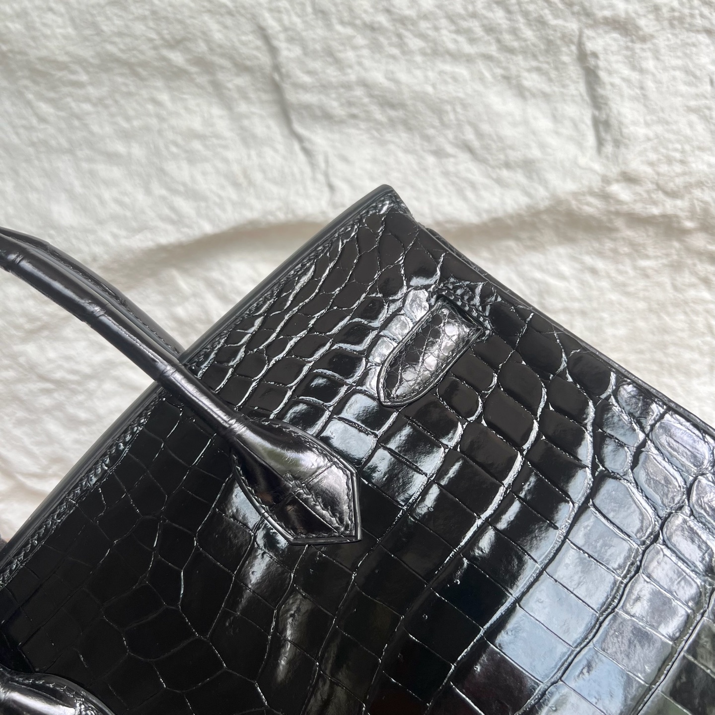 Birkin 30cm Shiny Nilo Crocodile Color: 89 black Noir Handmade wax thread sewing Ghw customized✈️ - Image 5