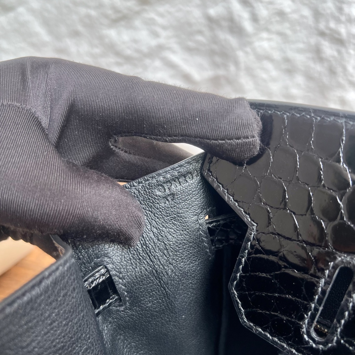 Birkin 30cm Shiny Nilo Crocodile Color: 89 black Noir Handmade wax thread sewing Ghw customized✈️ - Image 7