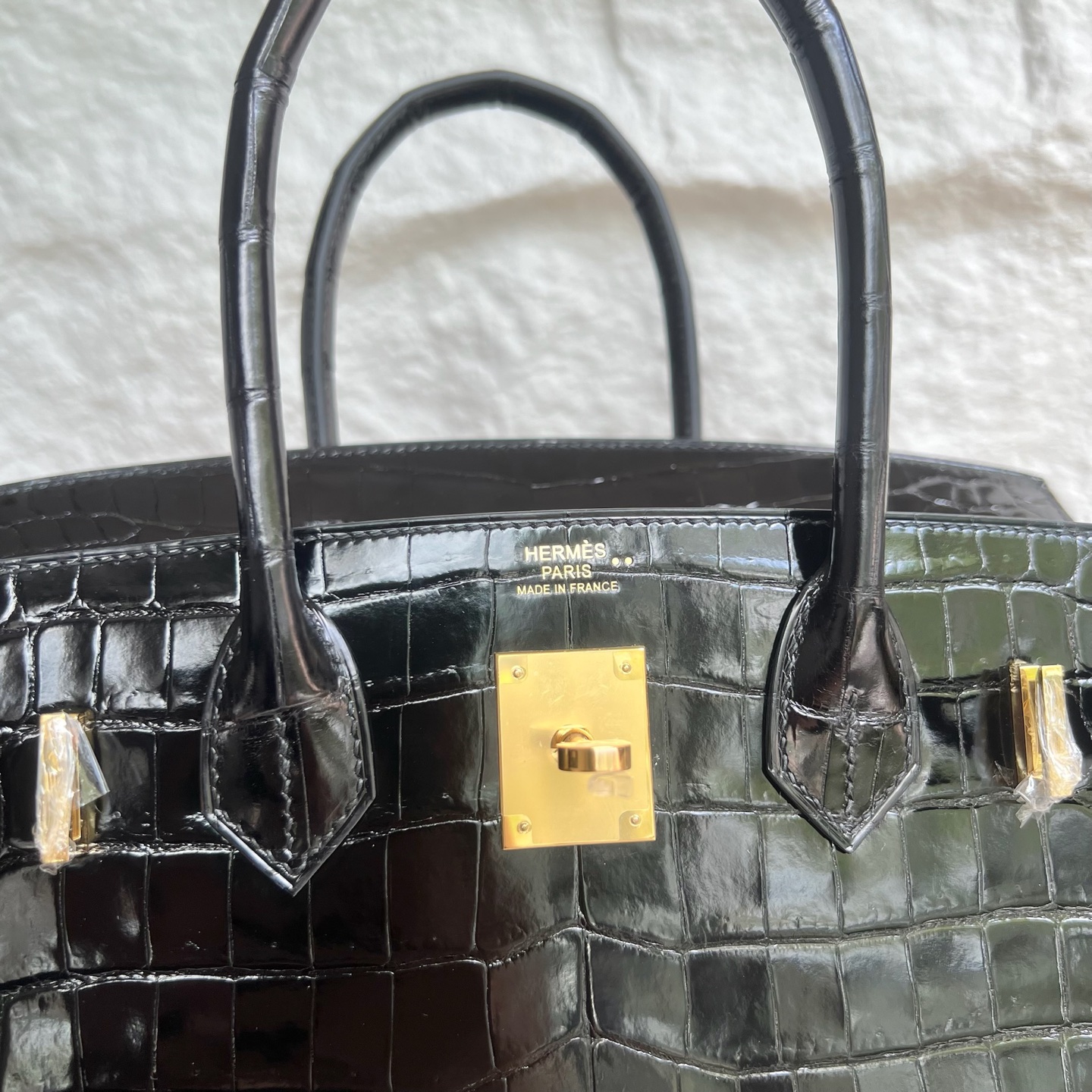 Birkin 30cm Shiny Nilo Crocodile Color: 89 black Noir Handmade wax thread sewing Ghw customized✈️ - Image 8