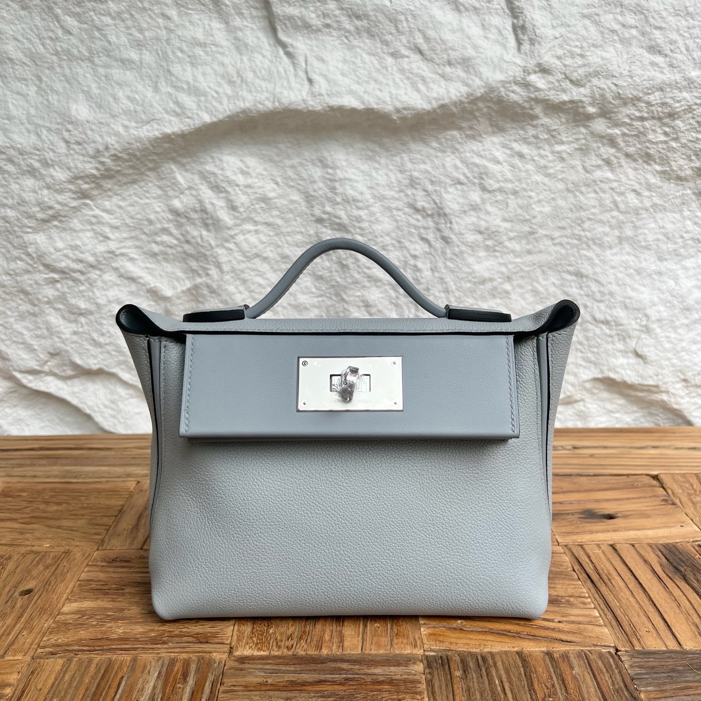 Mini2424 Evercolor/Swift Color: P0 puppet gray Fully handmade wax stitching Silver buckle customized✈️
