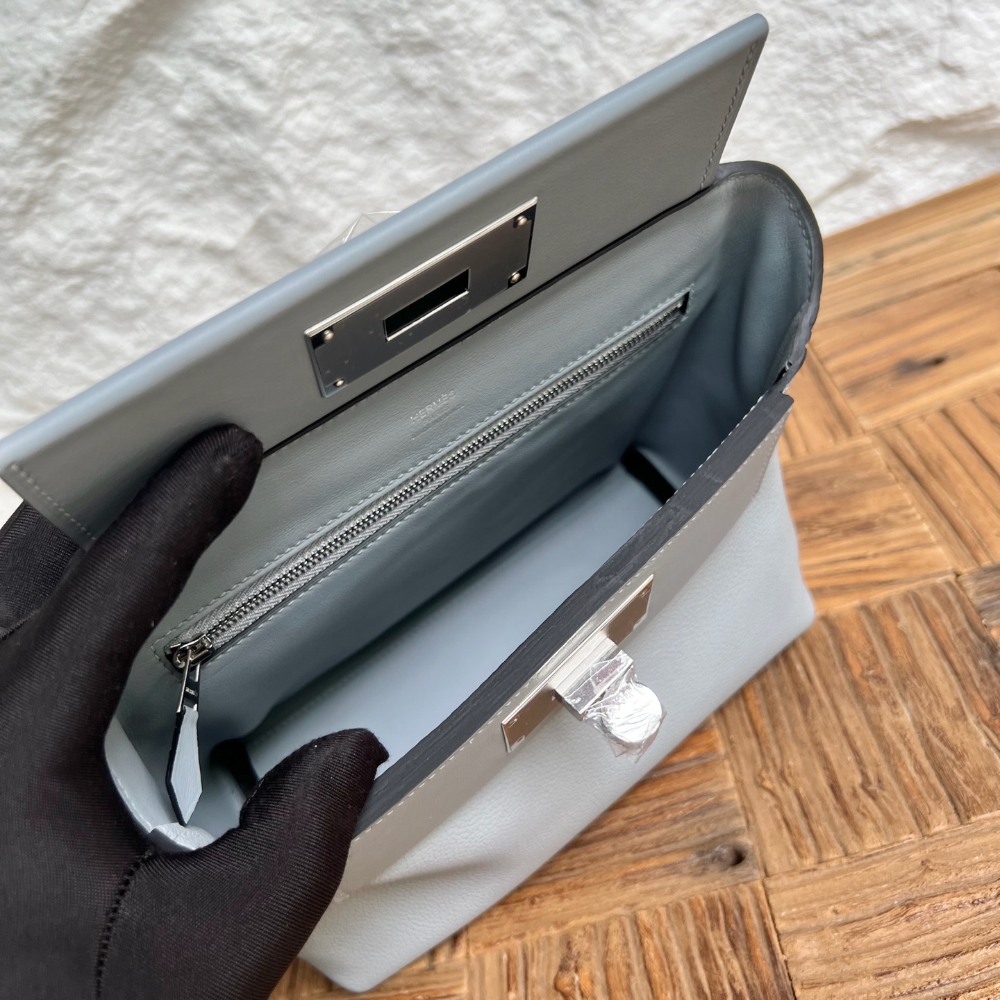 Mini2424 Evercolor/Swift Color: P0 puppet gray Fully handmade wax stitching Silver buckle customized✈️ - Image 6