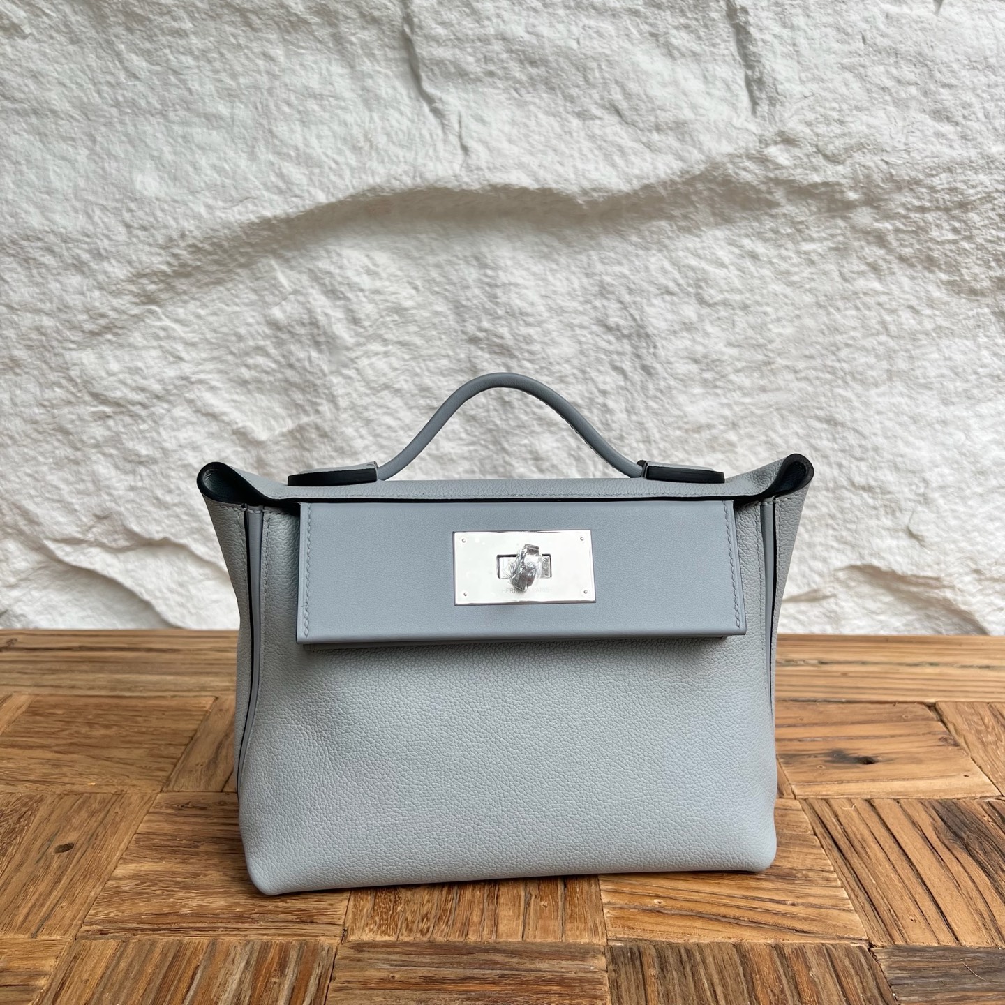 Mini2424 Evercolor/Swift Color: P0 puppet gray Fully handmade wax stitching Silver buckle customized✈️ - Image 10