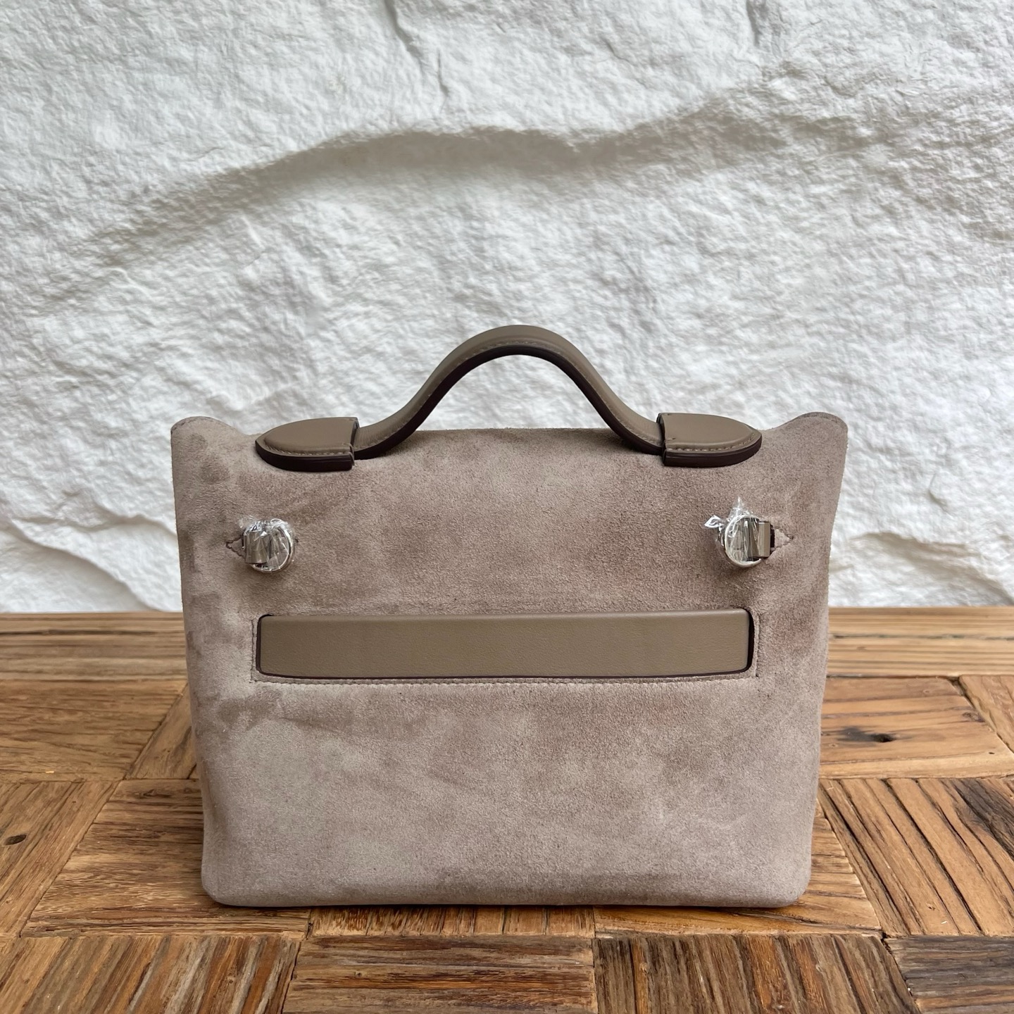Mini 2424 Suede/Swift Color: Ck18 elephant gray Fully handmade wax stitching Silver buckle customized✈️ - Image 4