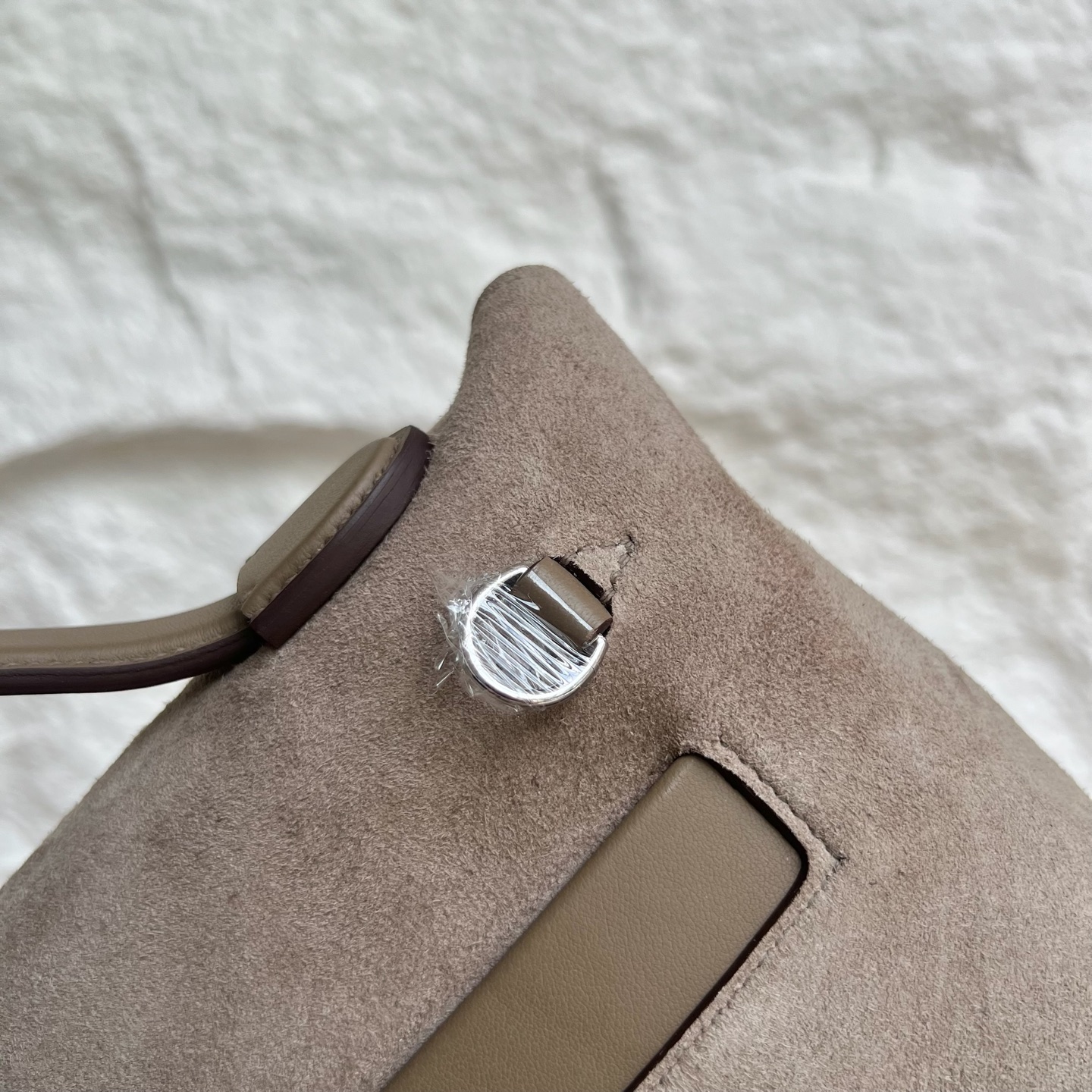 Mini 2424 Suede/Swift Color: Ck18 elephant gray Fully handmade wax stitching Silver buckle customized✈️ - Image 5