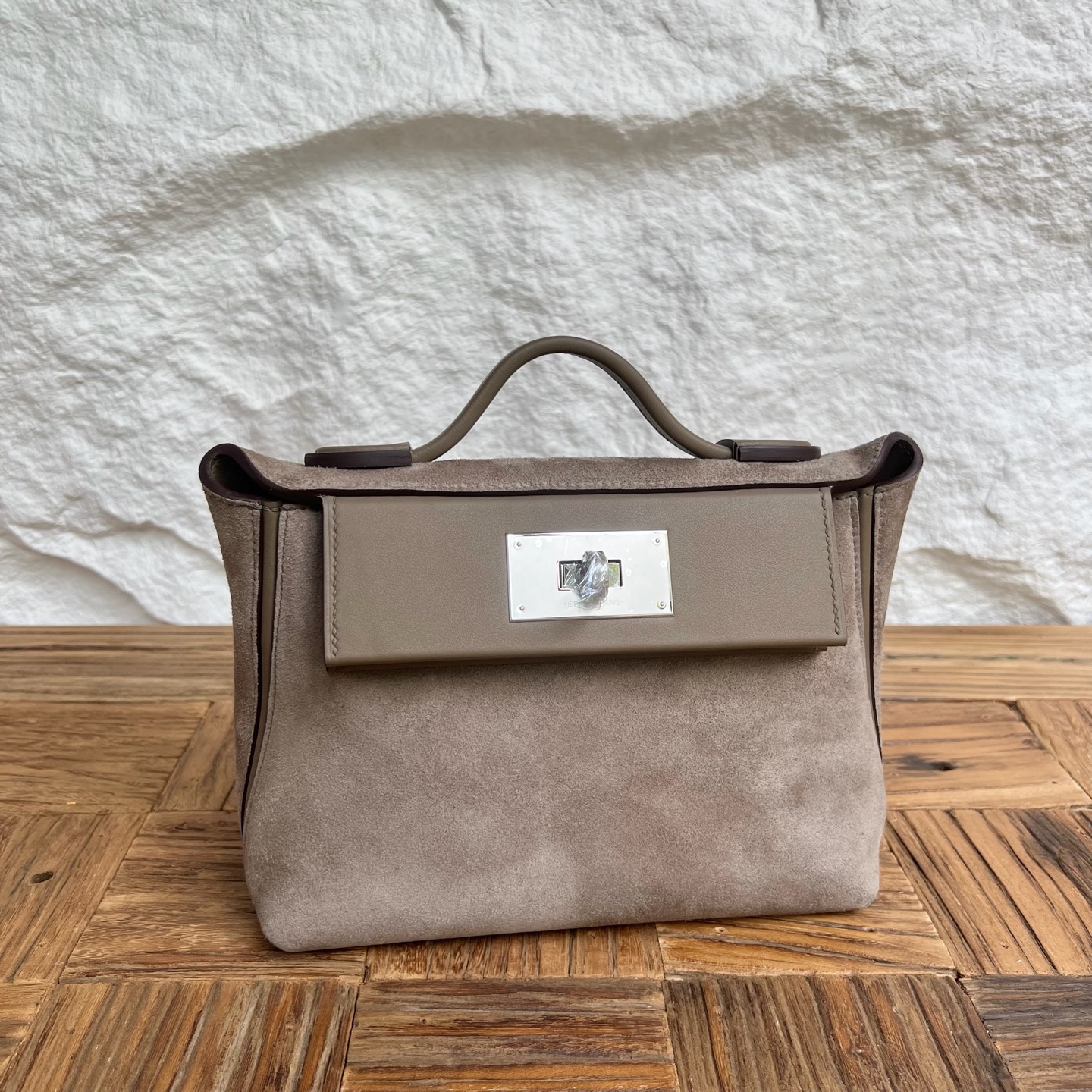 Mini 2424 Suede/Swift Color: Ck18 elephant gray Fully handmade wax stitching Silver buckle customized✈️ - Image 9