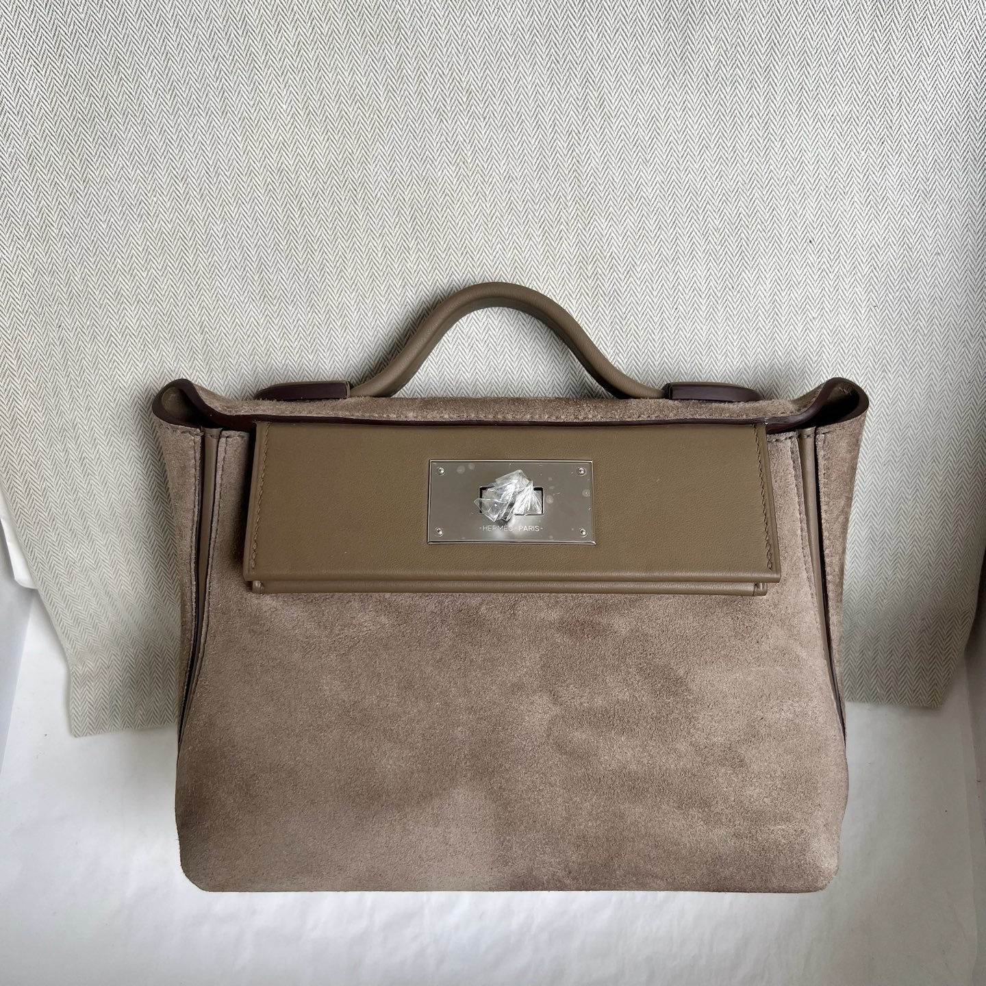 Mini 2424 Suede/Swift Color: Ck18 elephant gray Fully handmade wax stitching Silver buckle customized✈️ - Image 11