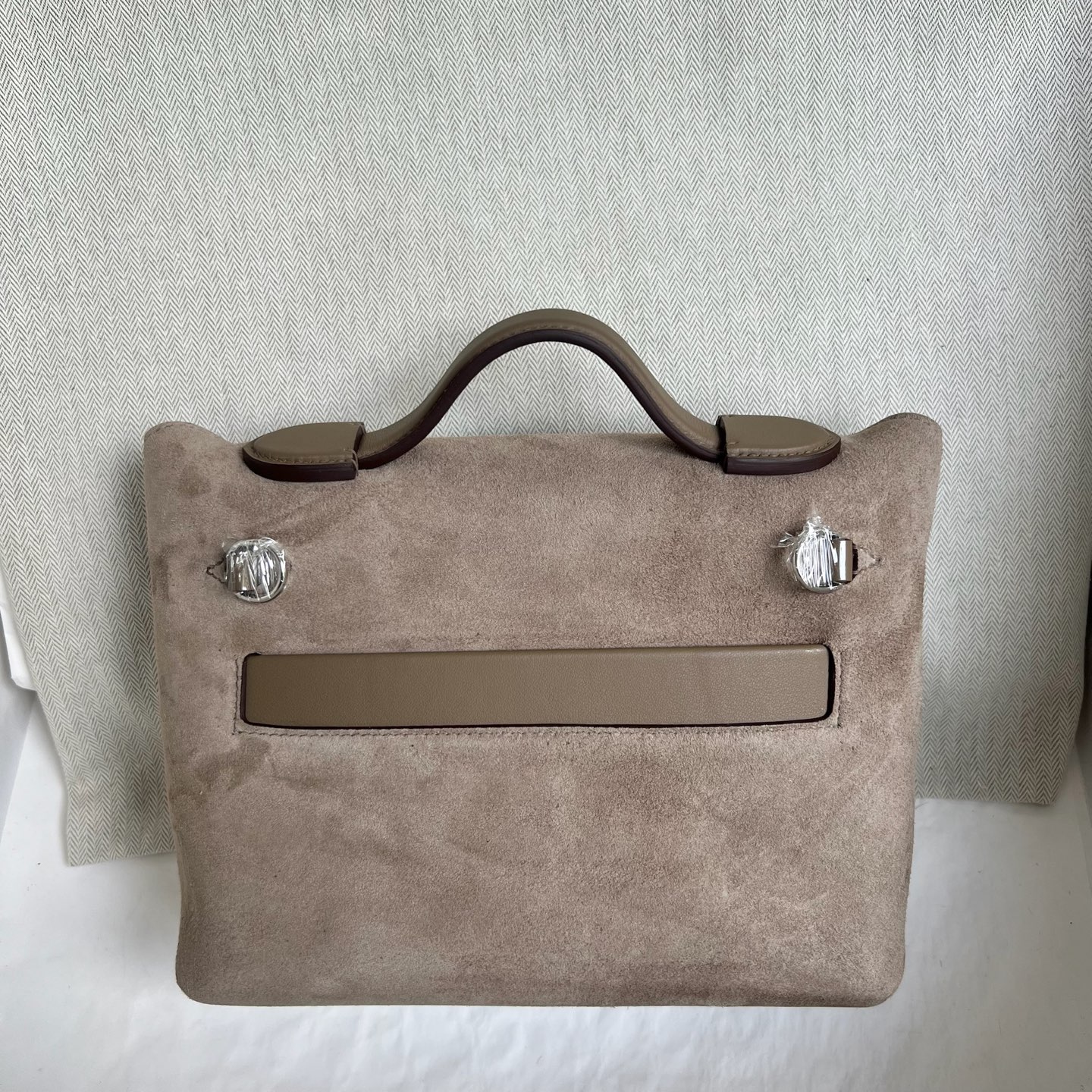 Mini 2424 Suede/Swift Color: Ck18 elephant gray Fully handmade wax stitching Silver buckle customized✈️ - Image 12