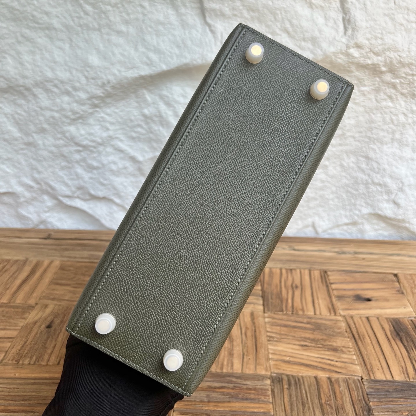 Spot Kelly 25cm Epsom Color: 6H olive green Fully handmade wax stitching Gold buckle Stock - Image 9