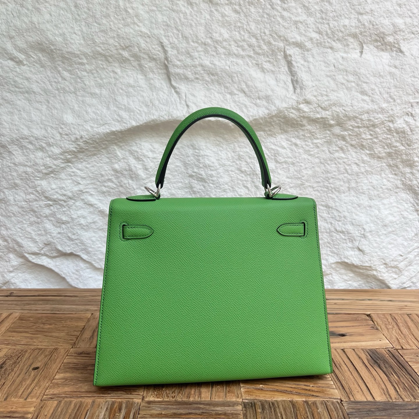 Spot Kelly 25cm Epsom Color: A8 silk blue-green Fully handmade wax stitching Silver buckle Stock - Image 11