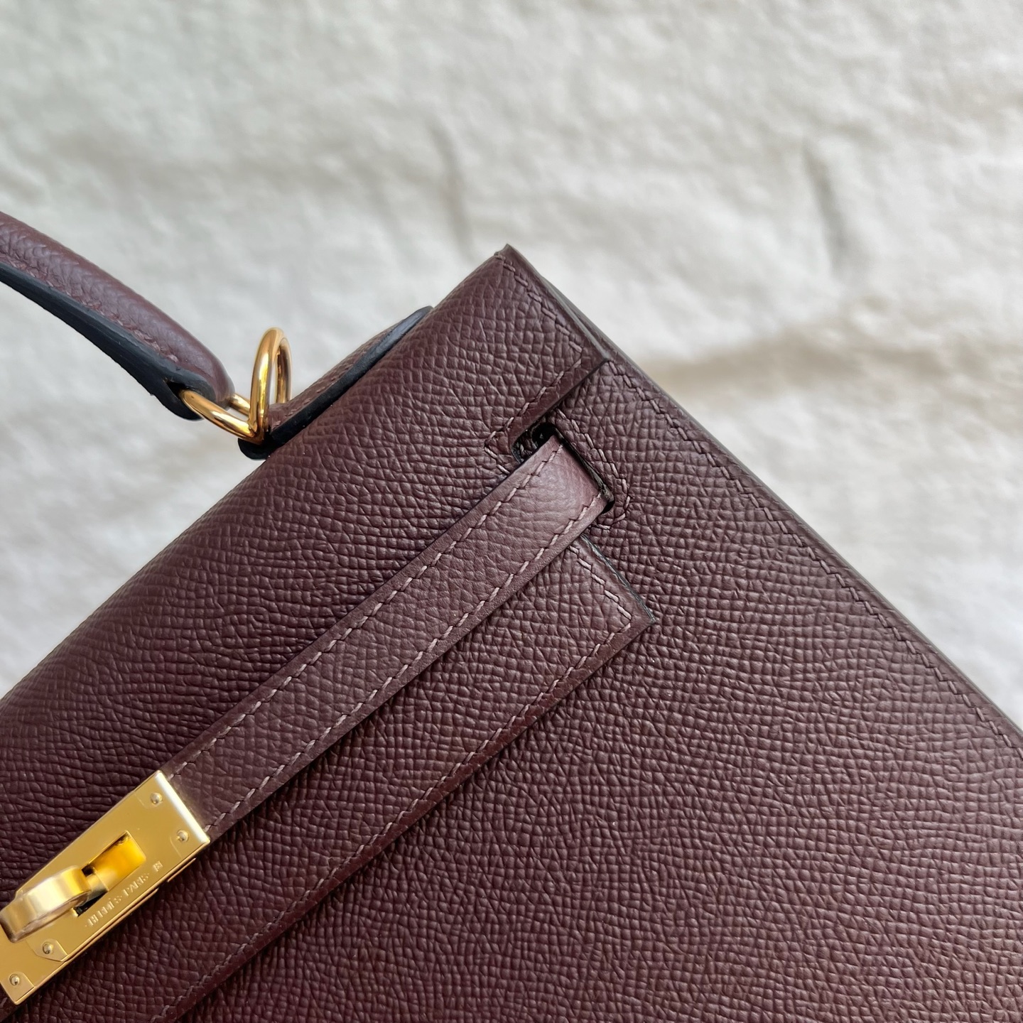 Kelly 25cm Epsom Color: 0G saddle red Fully handmade wax stitching Gold buckle customized✈️ - Image 2