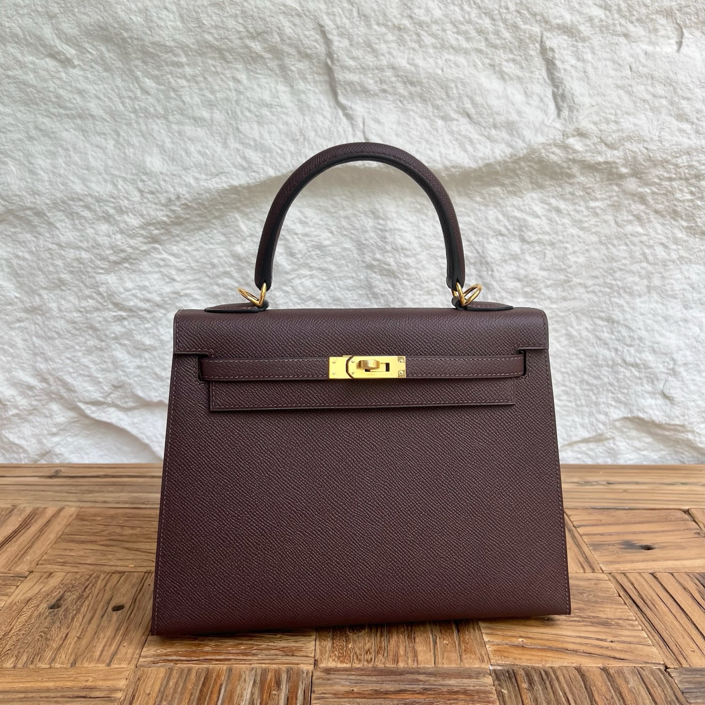 Kelly 25cm Epsom Color: 0G saddle red Fully handmade wax stitching Gold buckle customized✈️ - Image 10