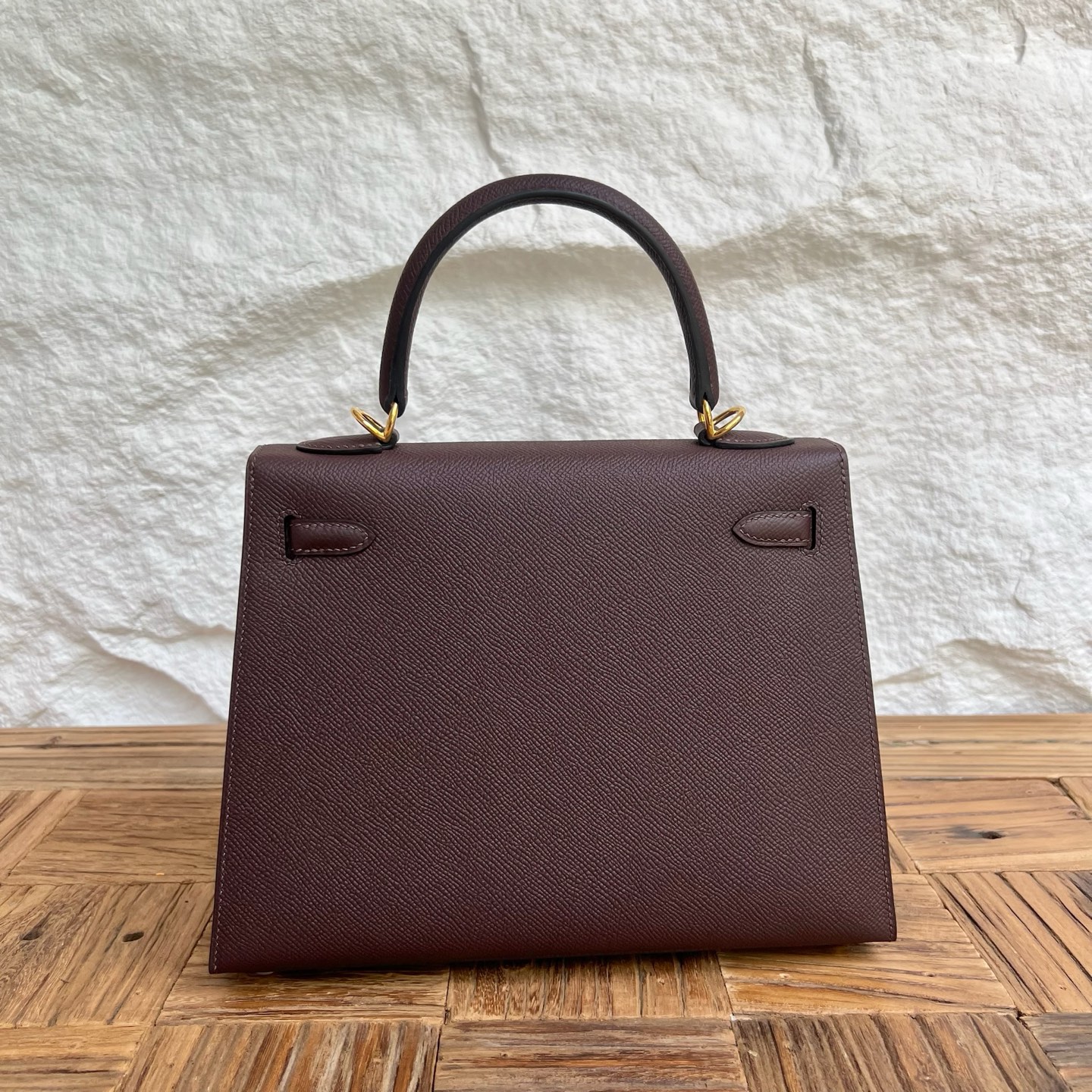 Kelly 25cm Epsom Color: 0G saddle red Fully handmade wax stitching Gold buckle customized✈️ - Image 11