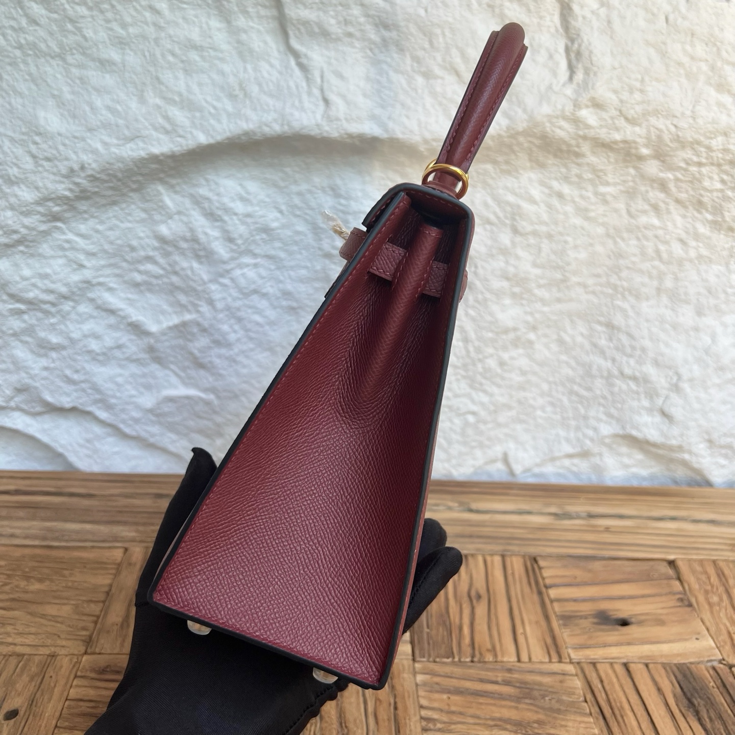 Kelly 25cm Epsom Color: 55 Hermès Red Fully handmade wax stitching Gold buckle customized✈️ - Image 3