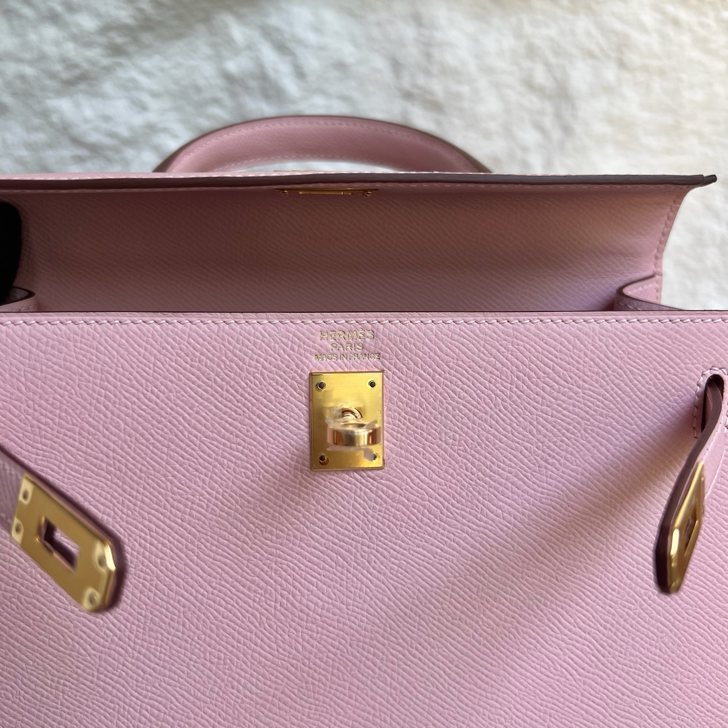 Kelly 25cm Epsom Color: 3Q new pink Fully handmade wax stitching Gold buckle customized✈️ - Image 7