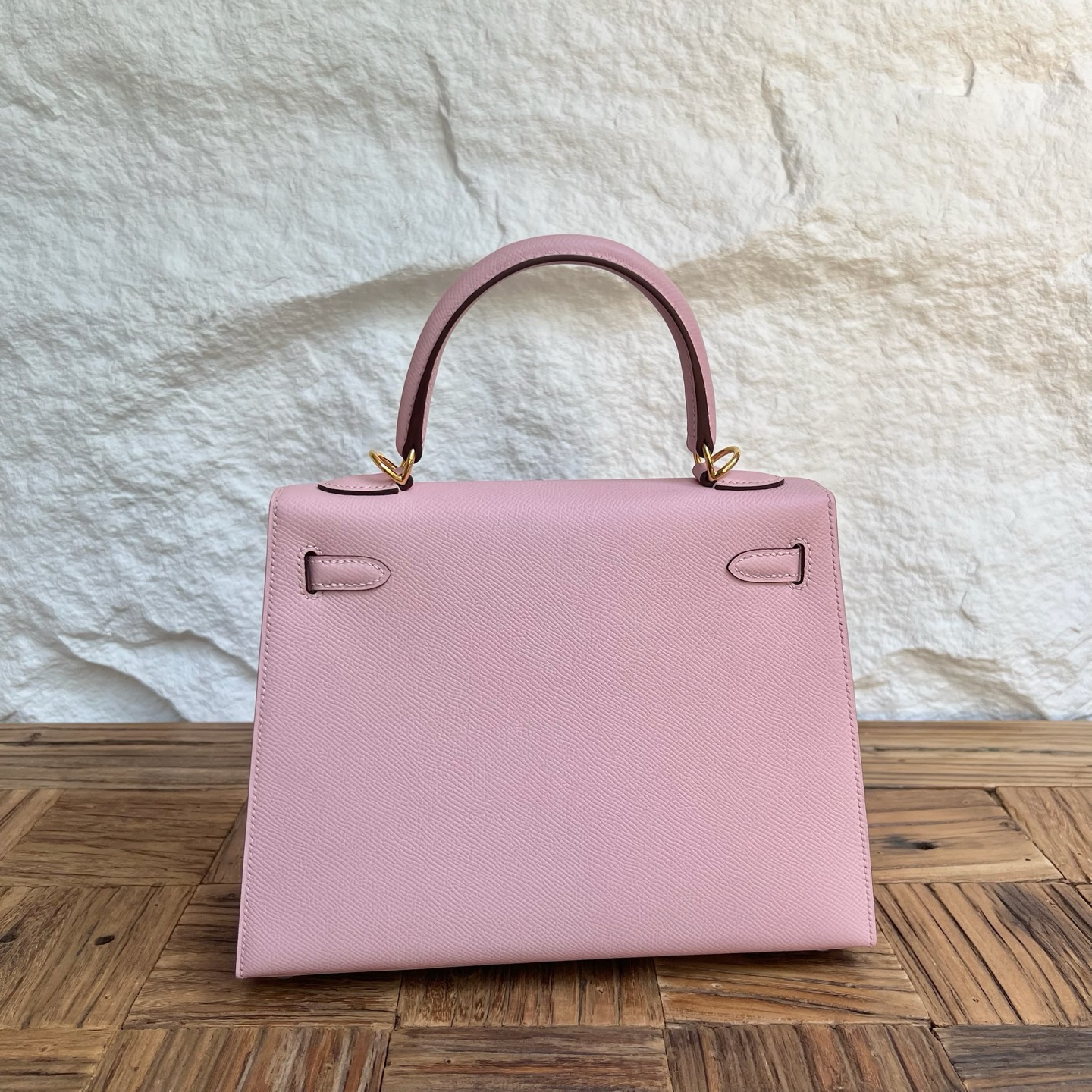 Kelly 25cm Epsom Color: 3Q new pink Fully handmade wax stitching Gold buckle customized✈️ - Image 11