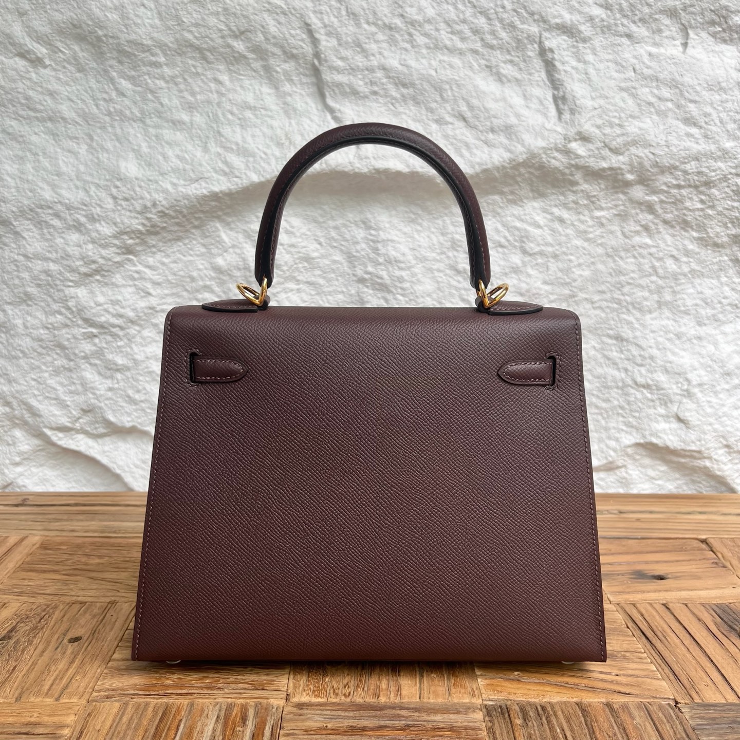 Kelly 25cm Epsom Color: 0G saddle red Fully handmade wax stitching Gold buckle customized✈️ - Image 4