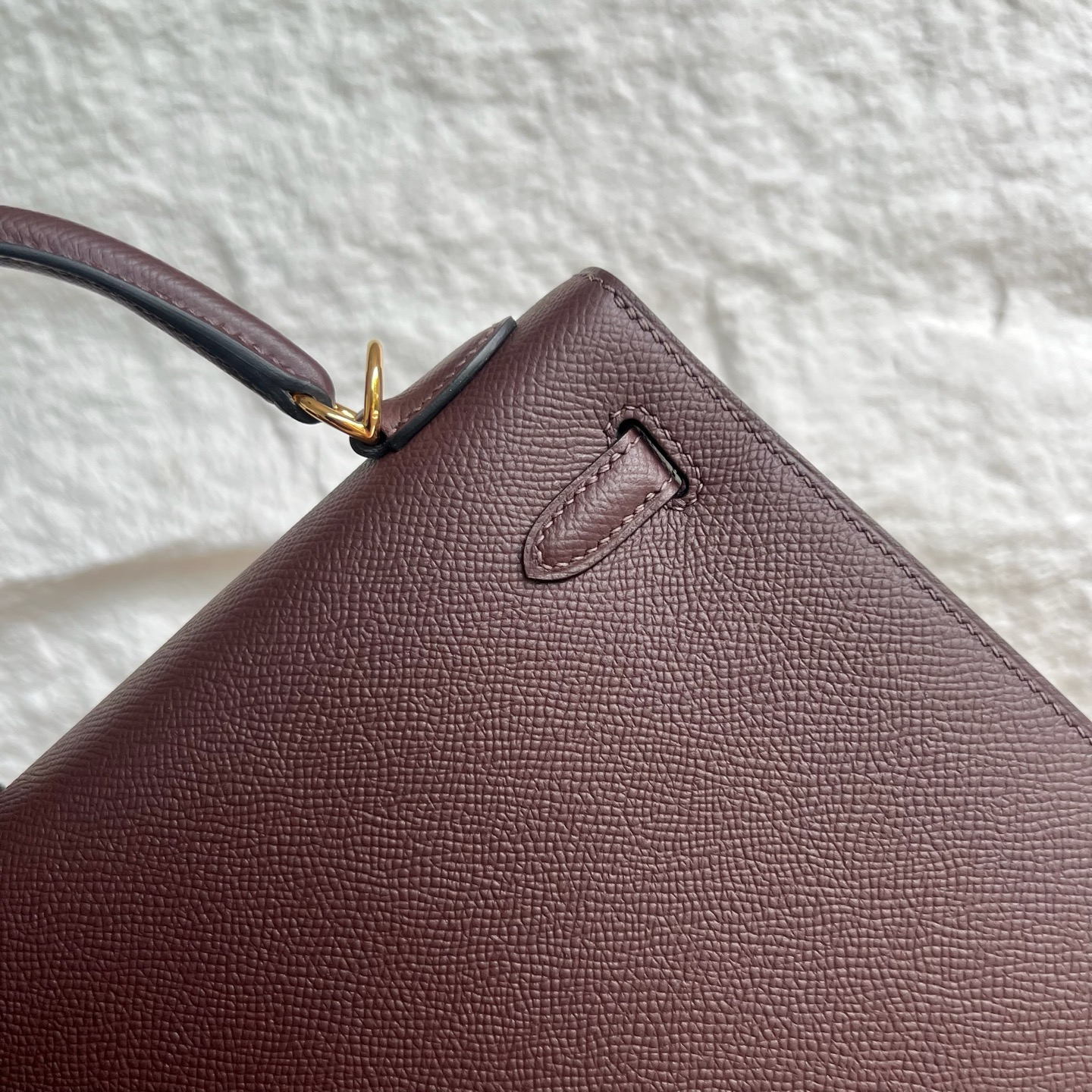 Kelly 25cm Epsom Color: 0G saddle red Fully handmade wax stitching Gold buckle customized✈️ - Image 5