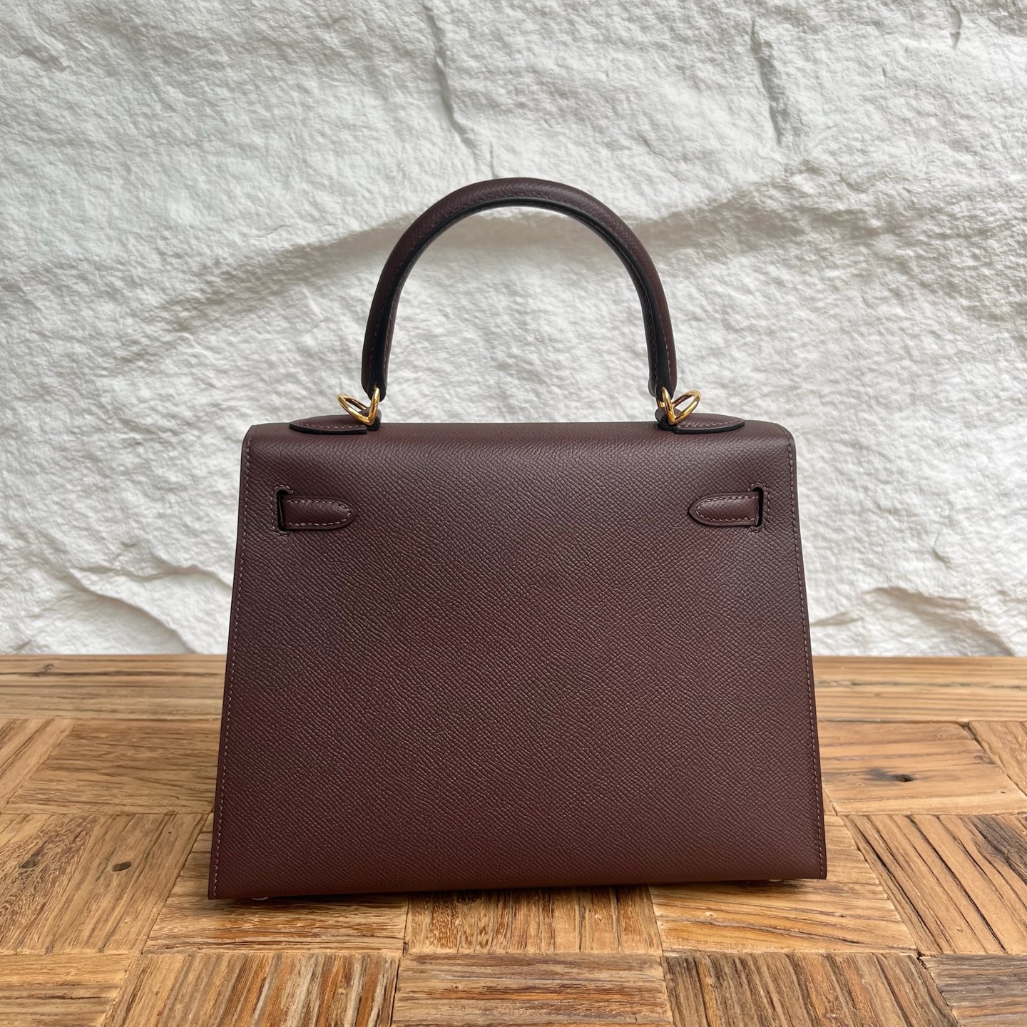 Kelly 25cm Epsom Color: 0G saddle red Fully handmade wax stitching Gold buckle customized✈️ - Image 11