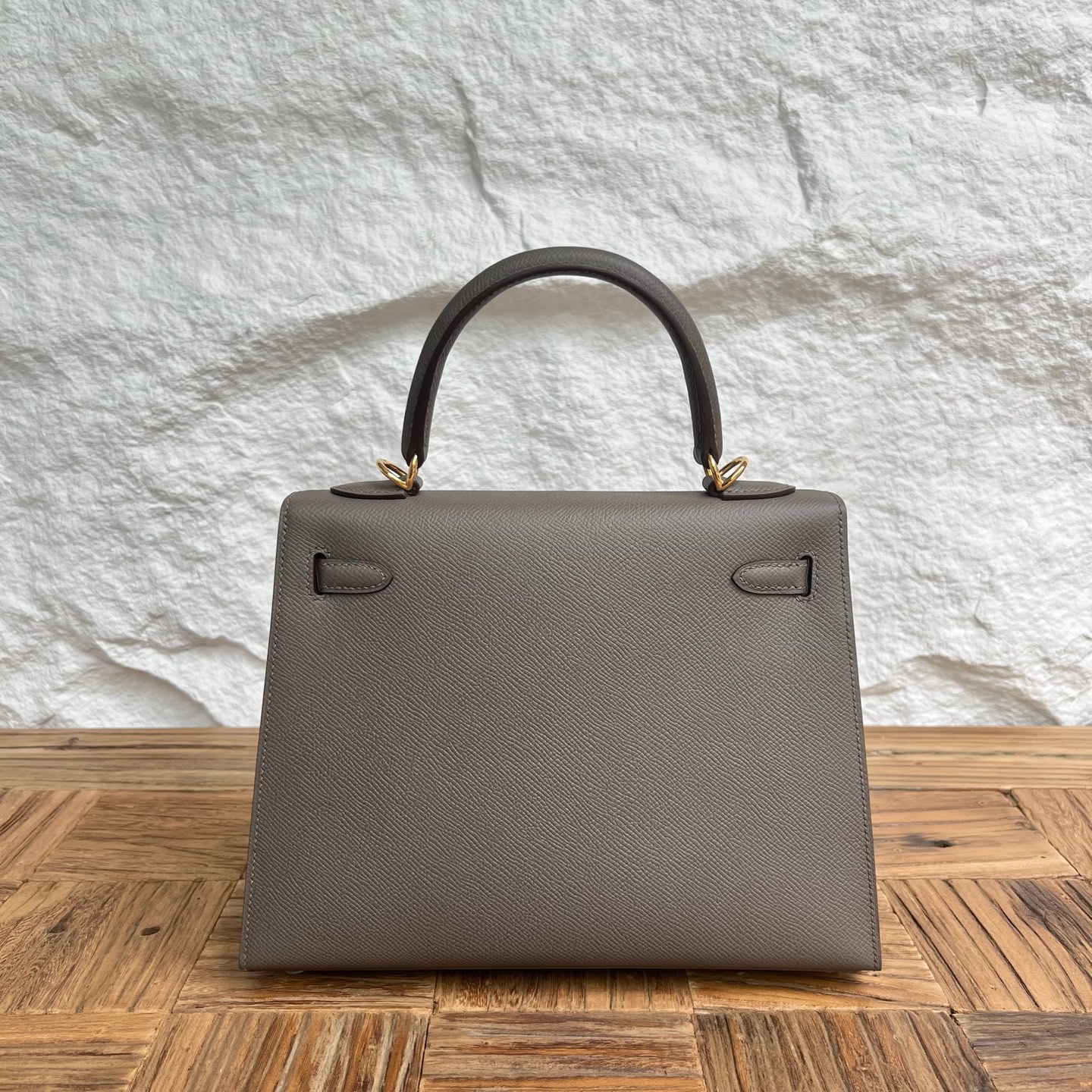 Kelly 25cm Epsom Color: 8F pewter gray Etain Fully handmade wax stitching Gold buckle customized✈️ - Image 4