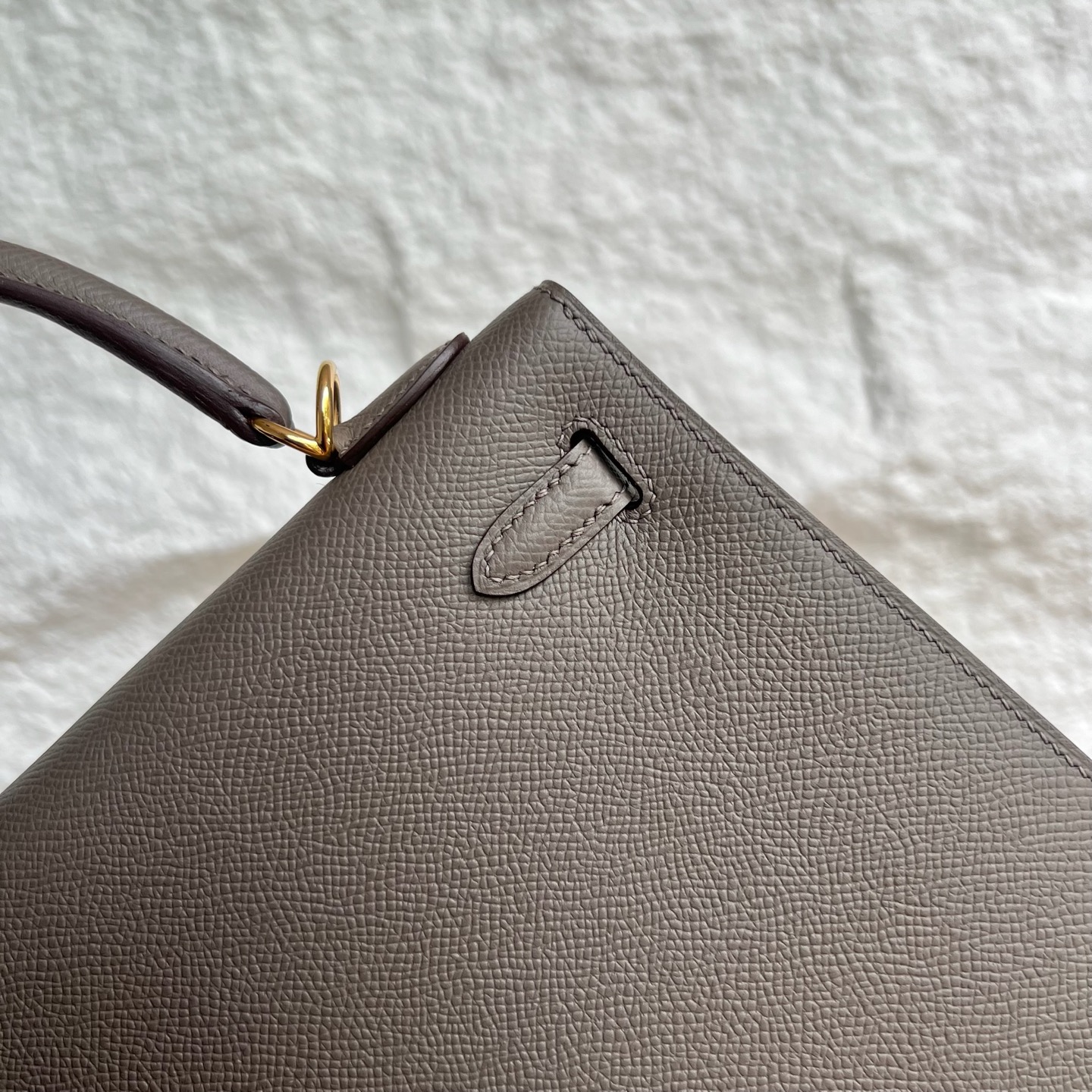 Kelly 25cm Epsom Color: 8F pewter gray Etain Fully handmade wax stitching Gold buckle customized✈️ - Image 5