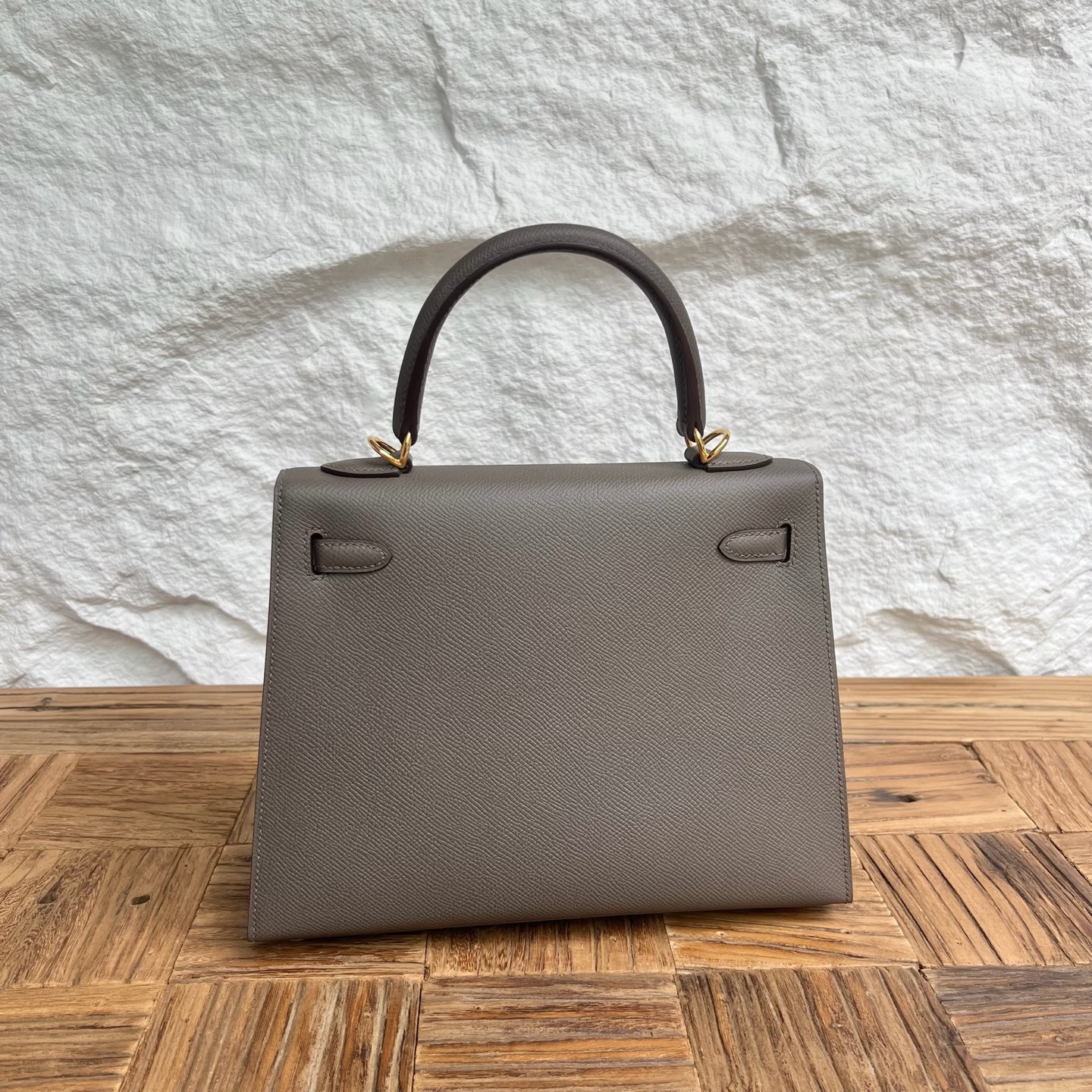 Kelly 25cm Epsom Color: 8F pewter gray Etain Fully handmade wax stitching Gold buckle customized✈️ - Image 11